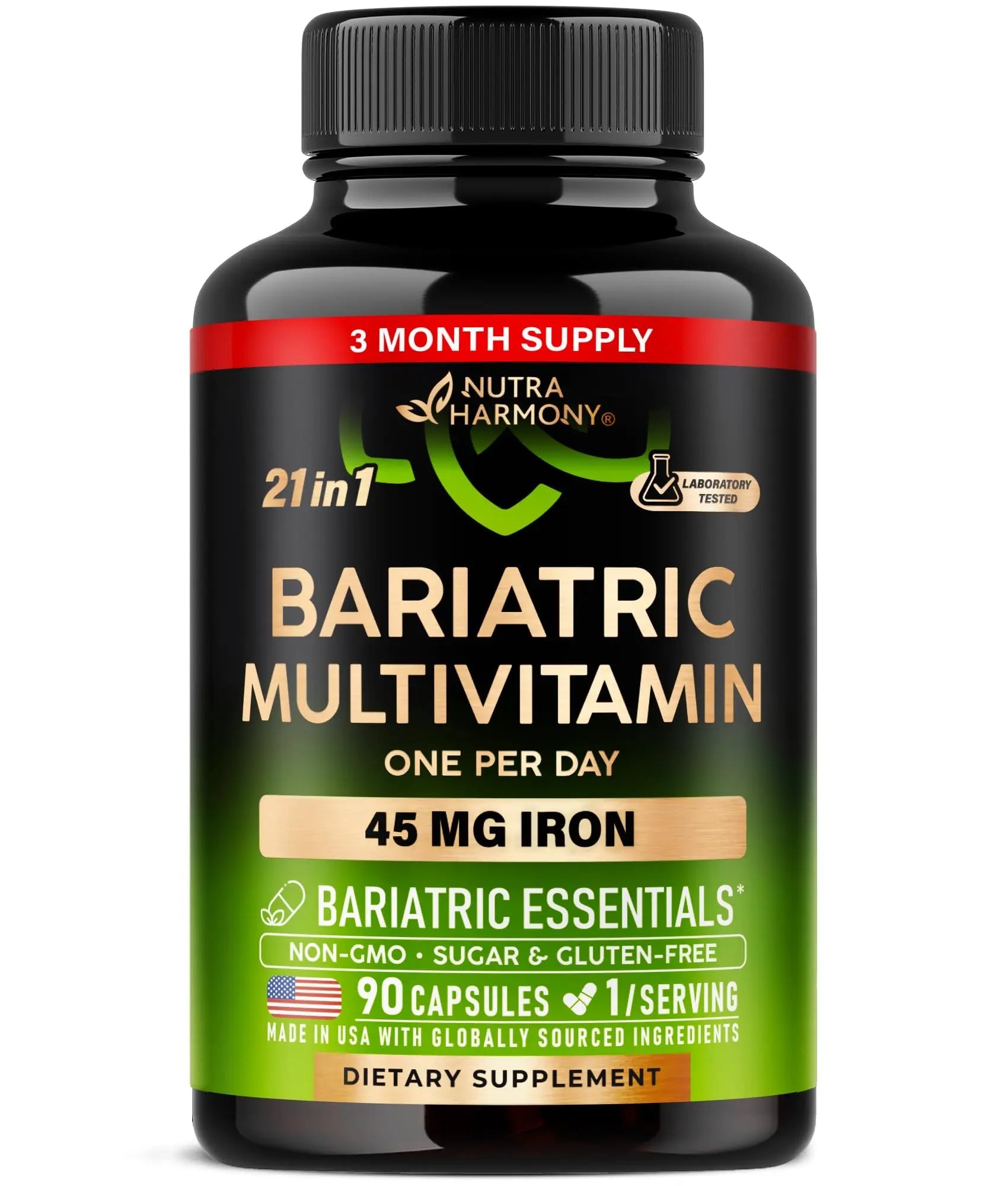 Bariatric Multivitamin - 45 mg Iron Supplements - Made in USA - for Women & Men - All-in-One, 21 Essential Vitamins - Gastric Sleeve Support NUTRAHARMONY Au supplements