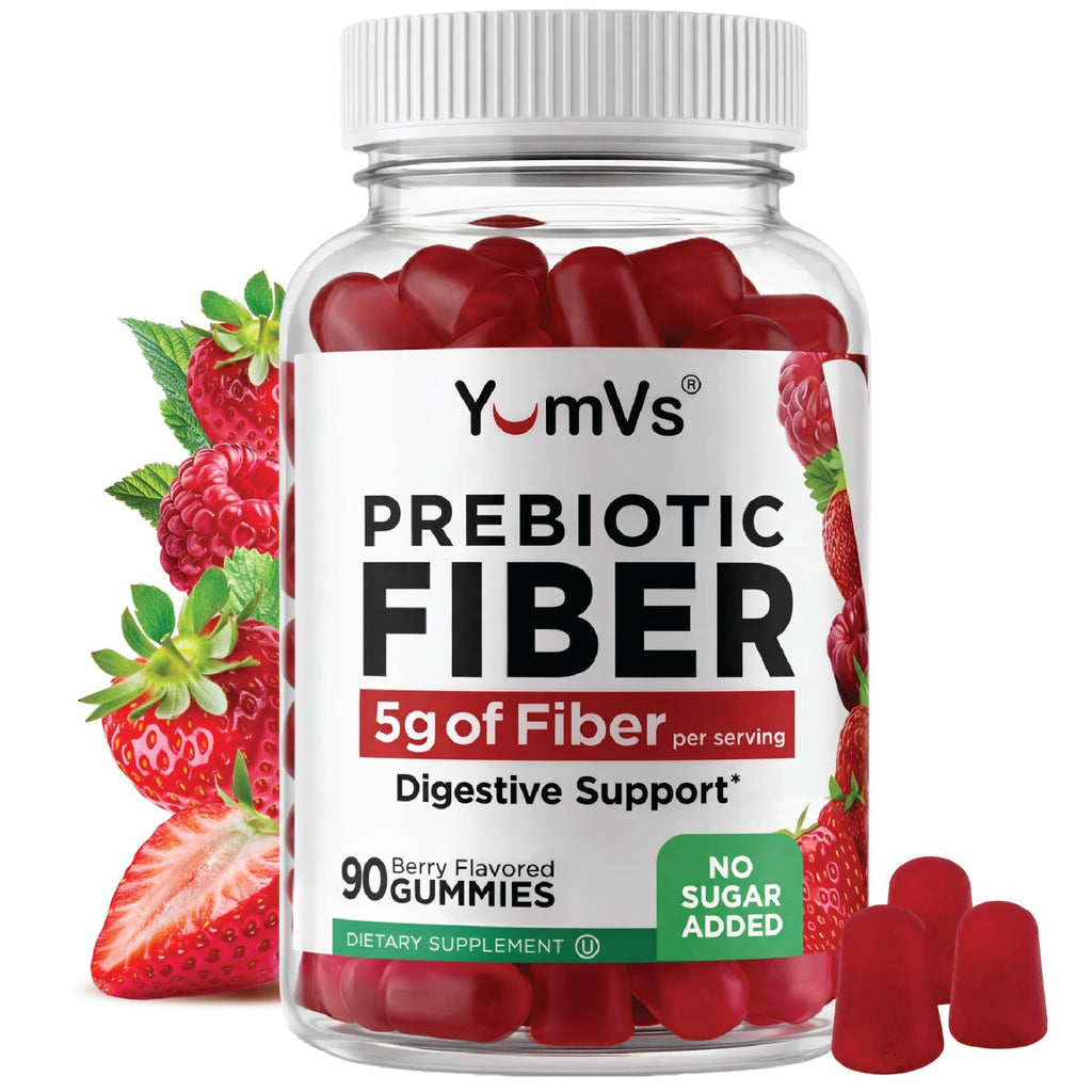 YUM-V'S - Prebiotic Fiber Gummies for Adults & Kids - 5g Digestive Aid Gummy Fiber Supplement - Keto Friendly Prebiotic Daily Fiber