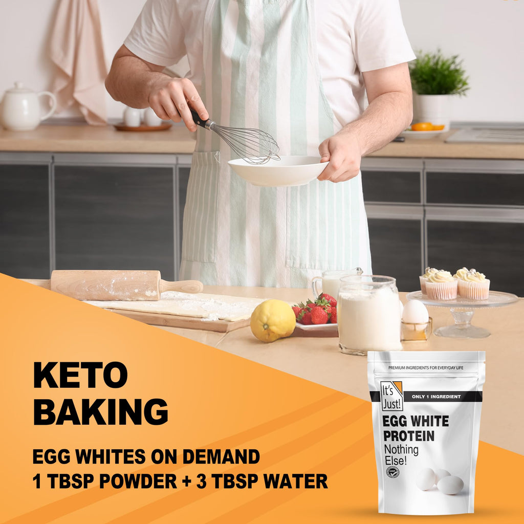 It's Just! - Egg White Protein Powder, Made in USA from Cage-Free Eggs, Dried Egg Whites (Unflavored, 8oz)
