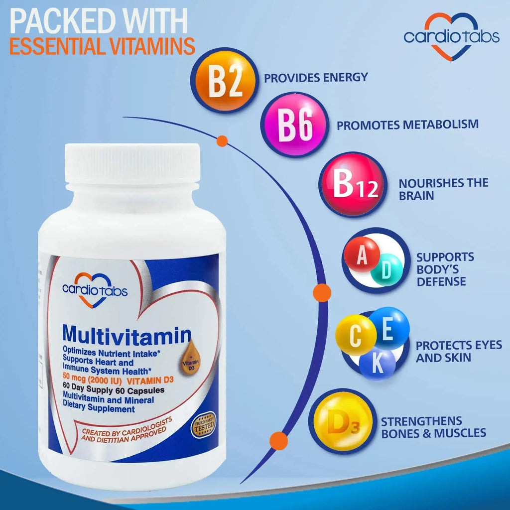 Cardiotabs Multivitamin - Heart and Immunity Supplements for Men & Women, Multivitamin for Men & Women, with Minerals B-Vitamin Complex CardioTabs Au supplements
