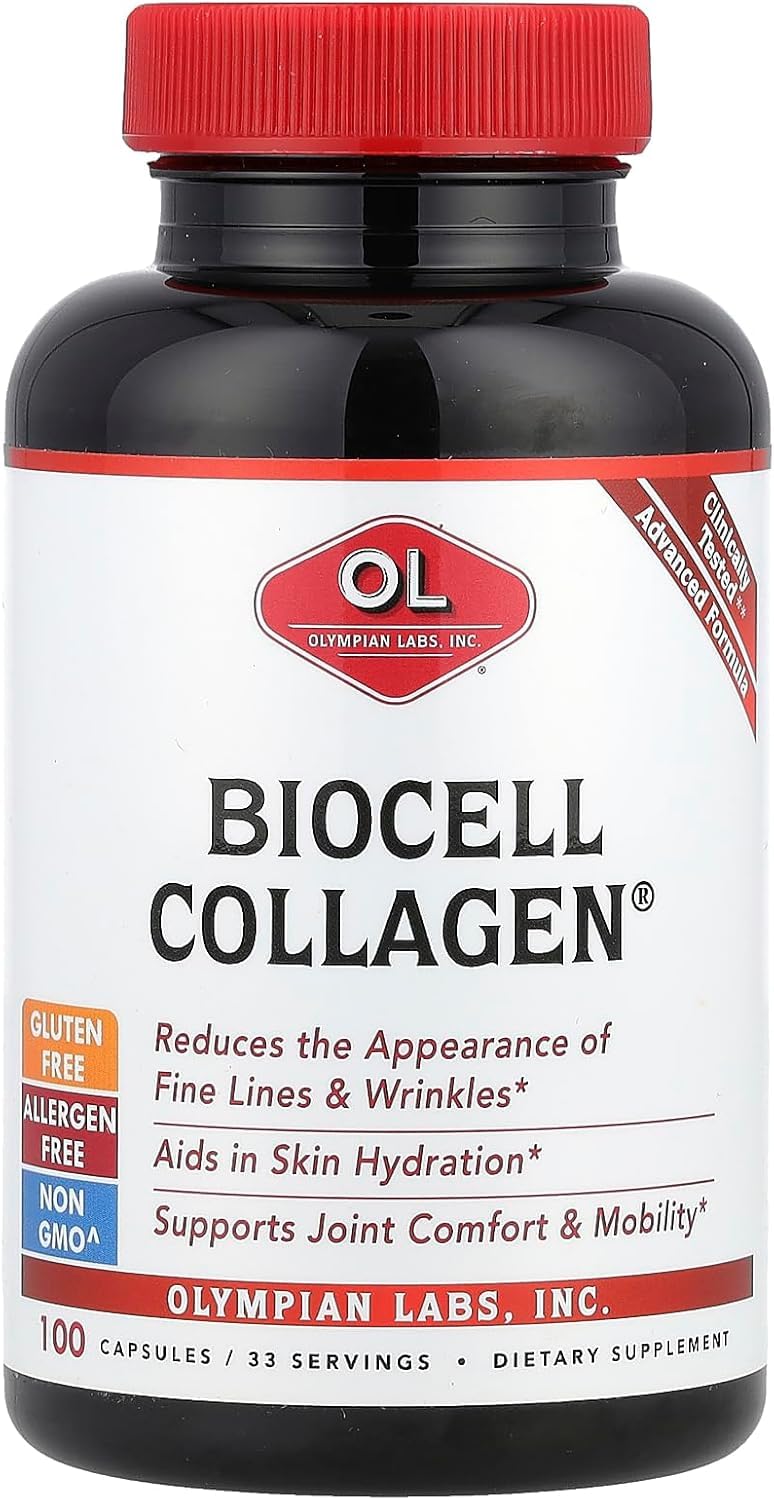 Olympian Labs Biocell Collagen II 1500mg Supplement Capsules Non-GMO, Gluten-Free, Allergan-Free - Supports Skin & Joint Health and Cartilage Producing Cells