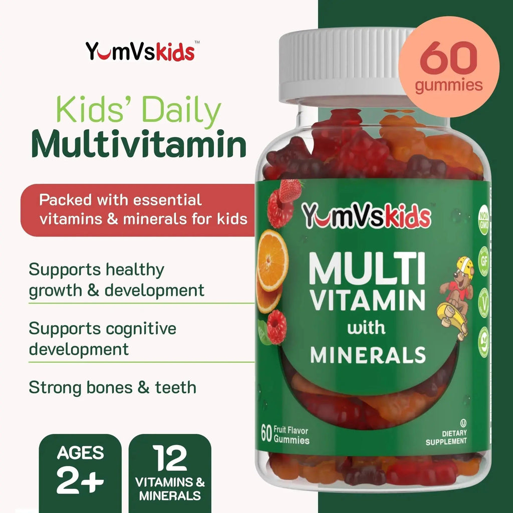 YumVs Kids Multivitamin Gummies - Fruit Flavored Chewable Children's Multivitamin - Kids Vitamins Multivitamin Gummy with 12 Minerals & Vitamins A C D3 E B6 B12 YUM-V'S Au supplements