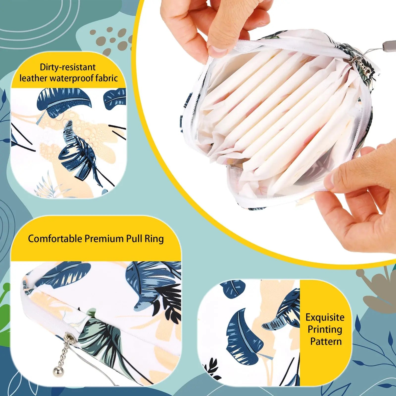4Pcs Sanitary Napkin Storage Bag, Small Menstrual Period Bag Period Pouch Waterproof Abeillo Au supplements