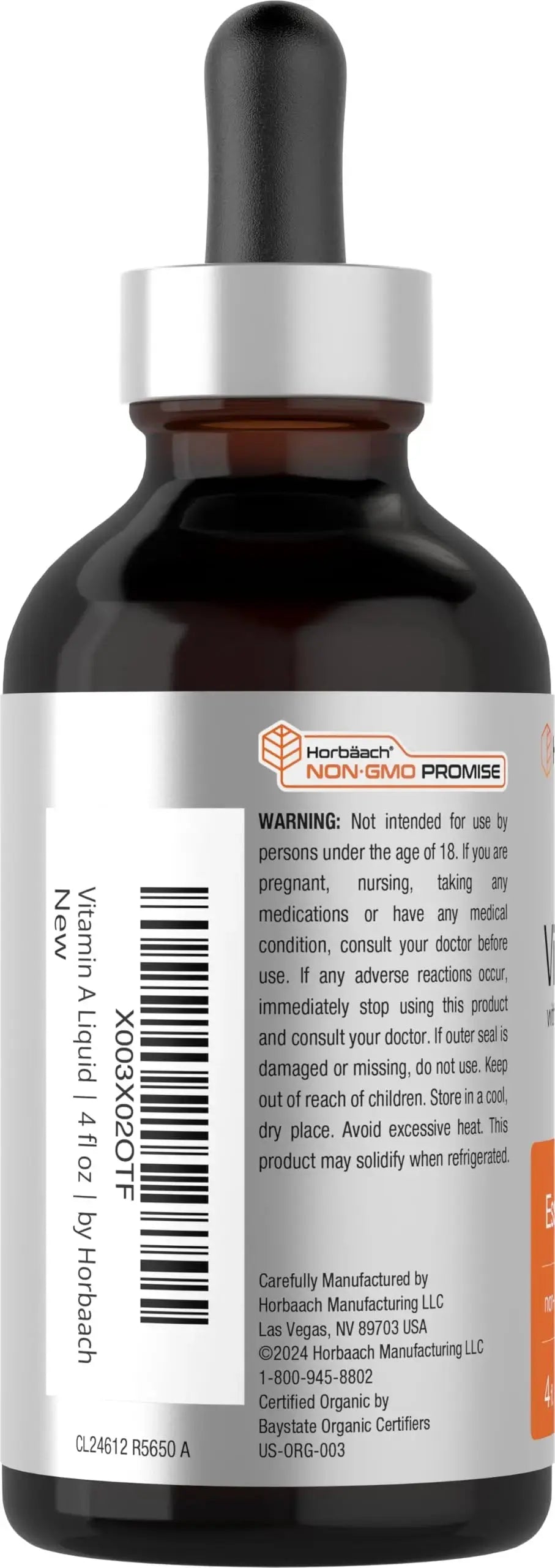 Horbäach Vitamin A Liquid | 4 fl oz | Supplement with Organic Fractionated Coconut Oil | Non-GMO, Gluten Free Horbäach Au supplements