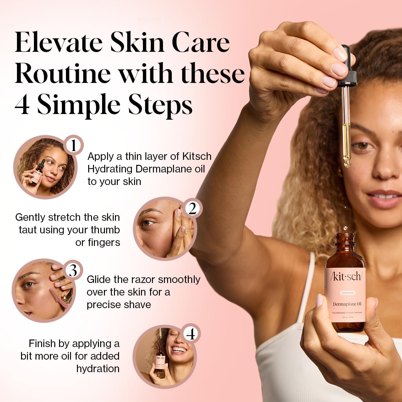 Kitsch Dermaplane Face Oil with Jojoba & Argan Oil – Hydrating Facial Formula for Dermaplaning Tool, Gua Sha & Razor Use