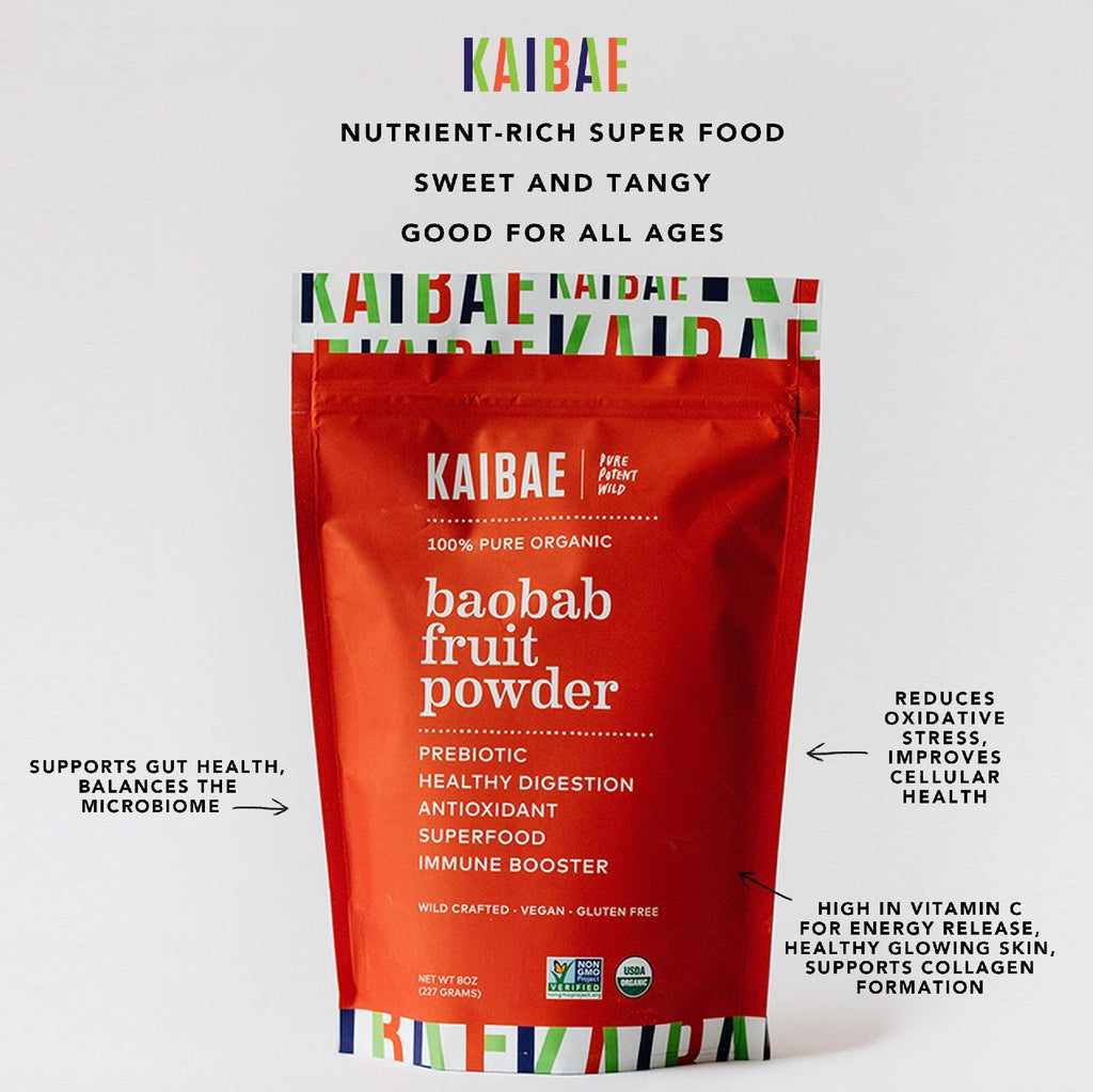 KAIBAE Premium Organic Baobab Powder | Prebiotic Fiber Superfood for Gut & Metabolic Health | Vitamin C + Polyphenols | Gluten-Free, Non-GMO, Vegan | 8 oz.