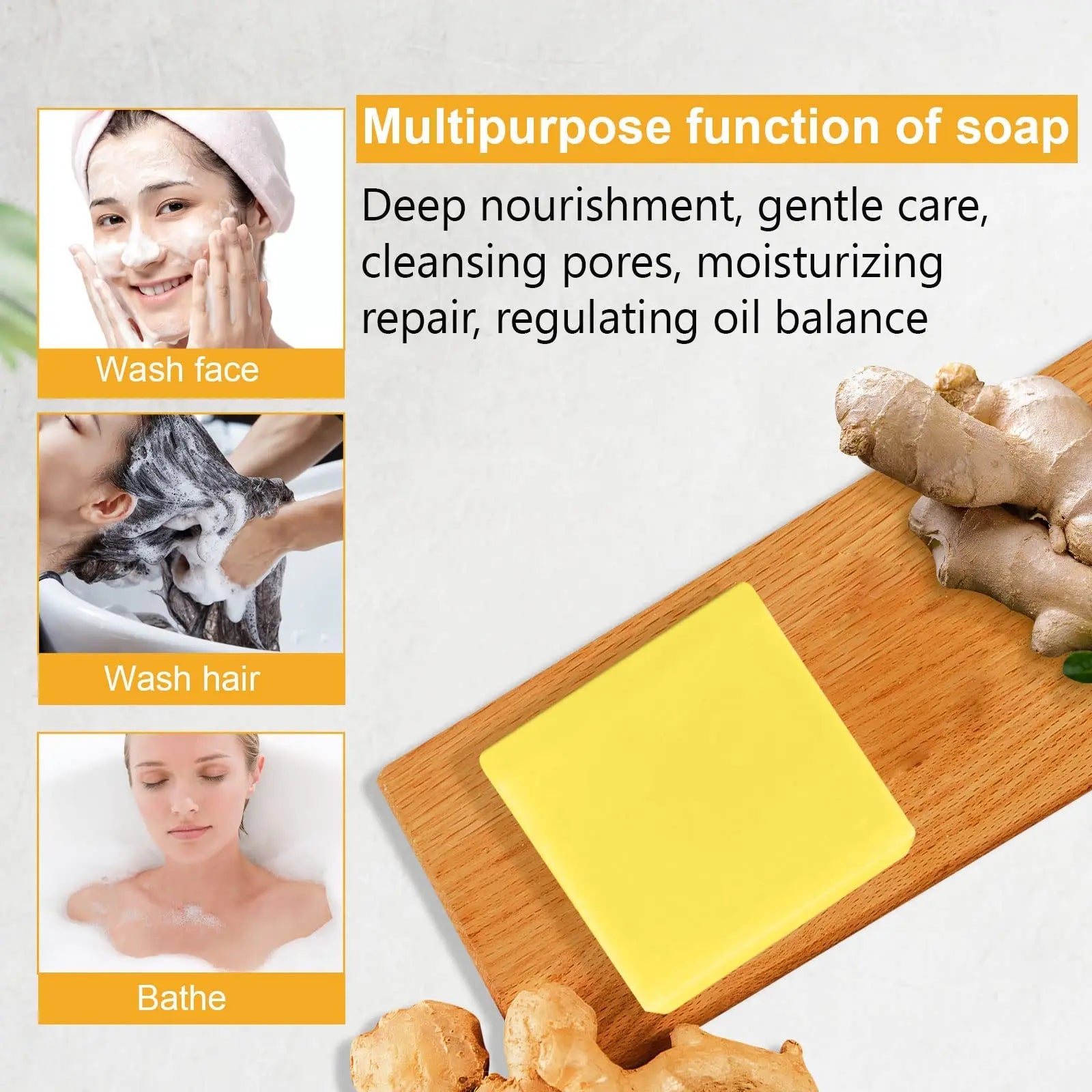 Organic Ginger Soap, Moisturizing Bath Soap, Slimming Ginger Soap, Deep Clean Effectively Moulis Au supplements