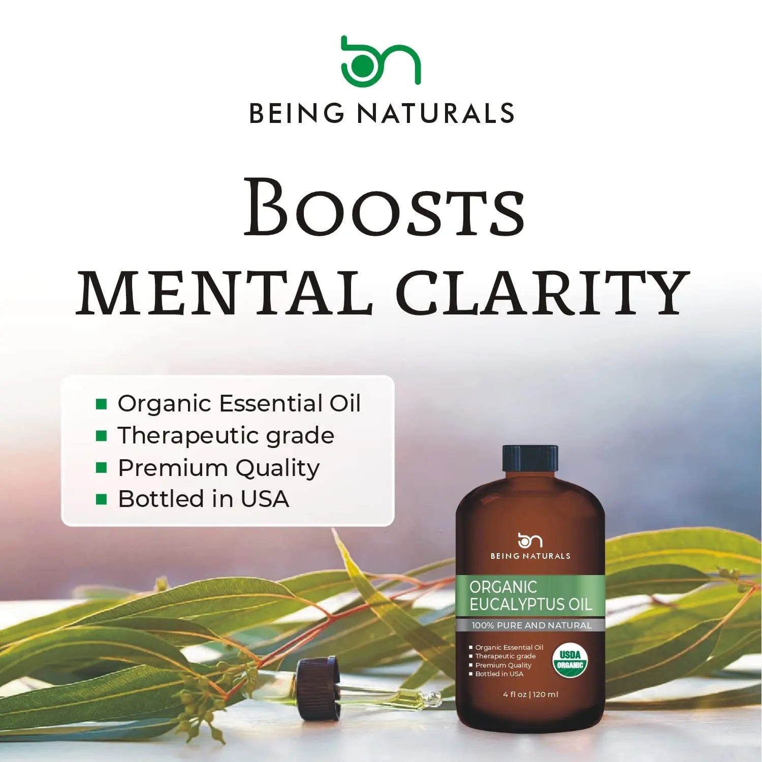 Organic Eucalyptus Essential Oil - Huge 4 FL OZ - 100% Pure & Natural – Premium Natural Oil Being Naturals Au supplements