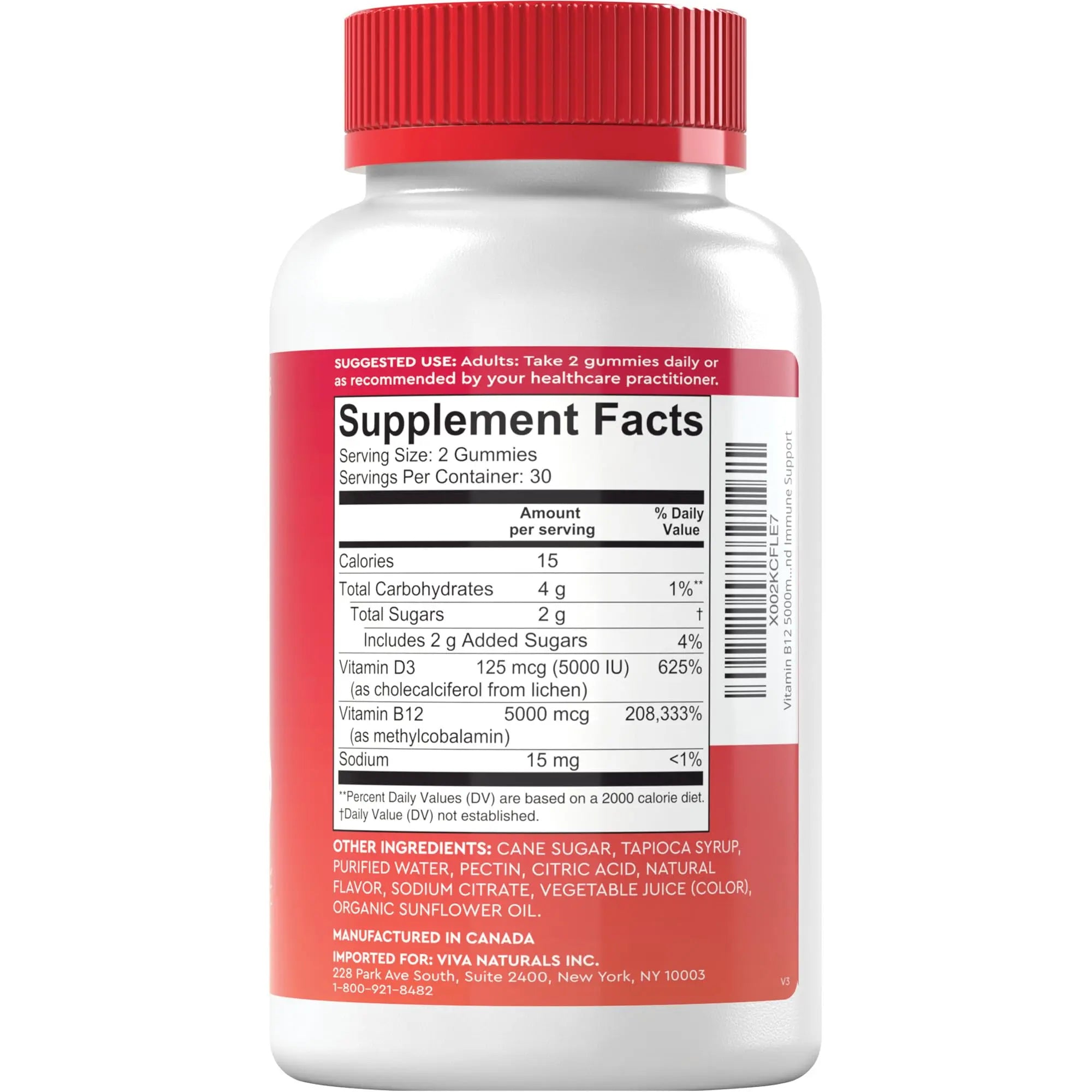 Viva Naturals Plant-Based B12 Gummies with Vitamin D3 - Chewable 5000mcg B12 Viva Naturals Au supplements