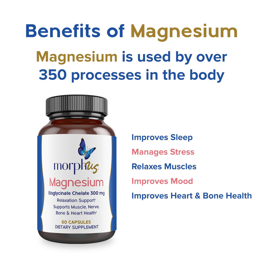 Morphus Magnesium Bisglycinate Chelate 300mg Supplement | 60 Capsules | Helps Women with Perimenopause & Menopause Symptoms | Restful Sleep, De-Stress, Relaxes Muscles & Nerves | Fast Absorption MORPHUS Au supplements