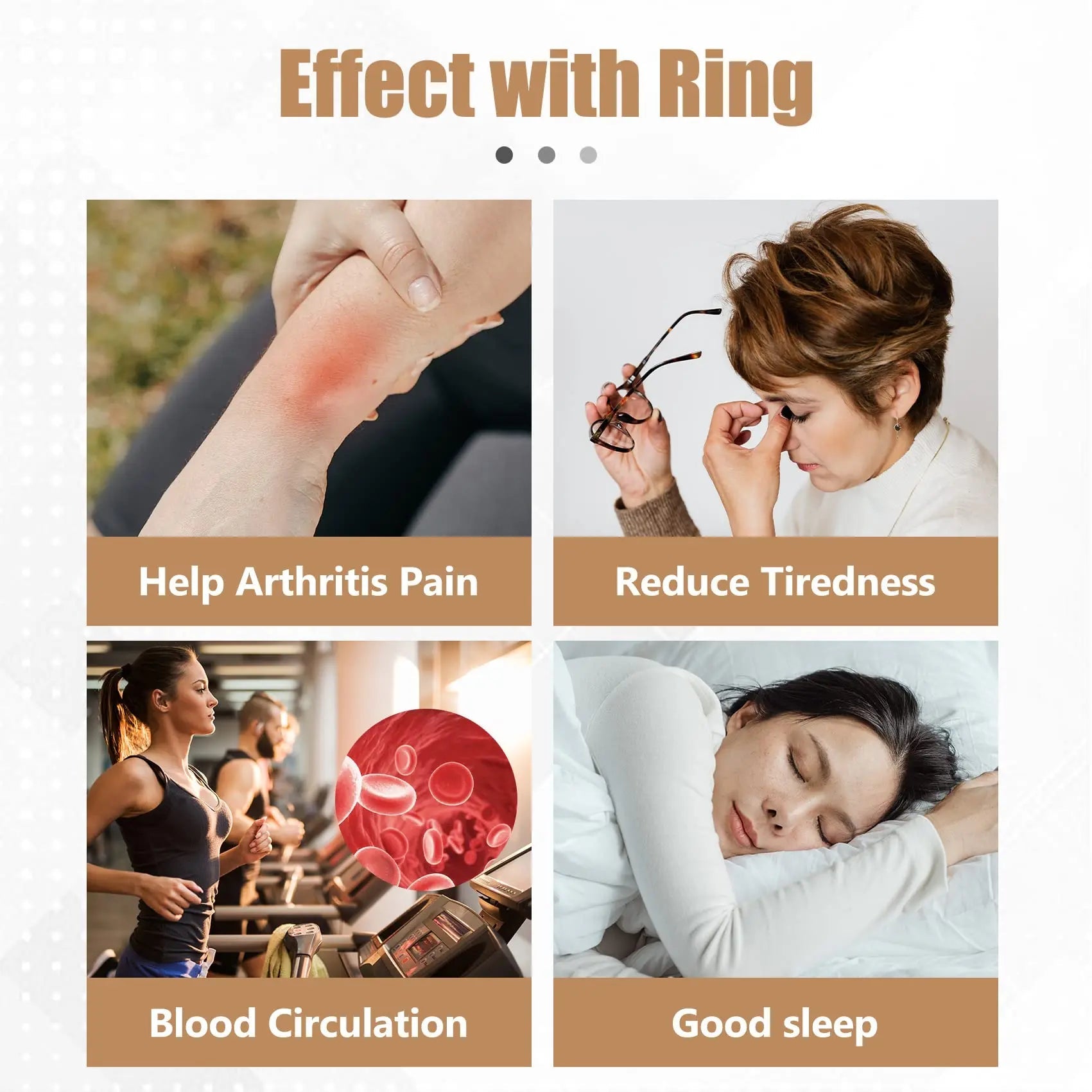 Jecanori Copper Rings for Women,Magnetic Ring Adjustable Love Heart Copper Rings Jecanori Au supplements