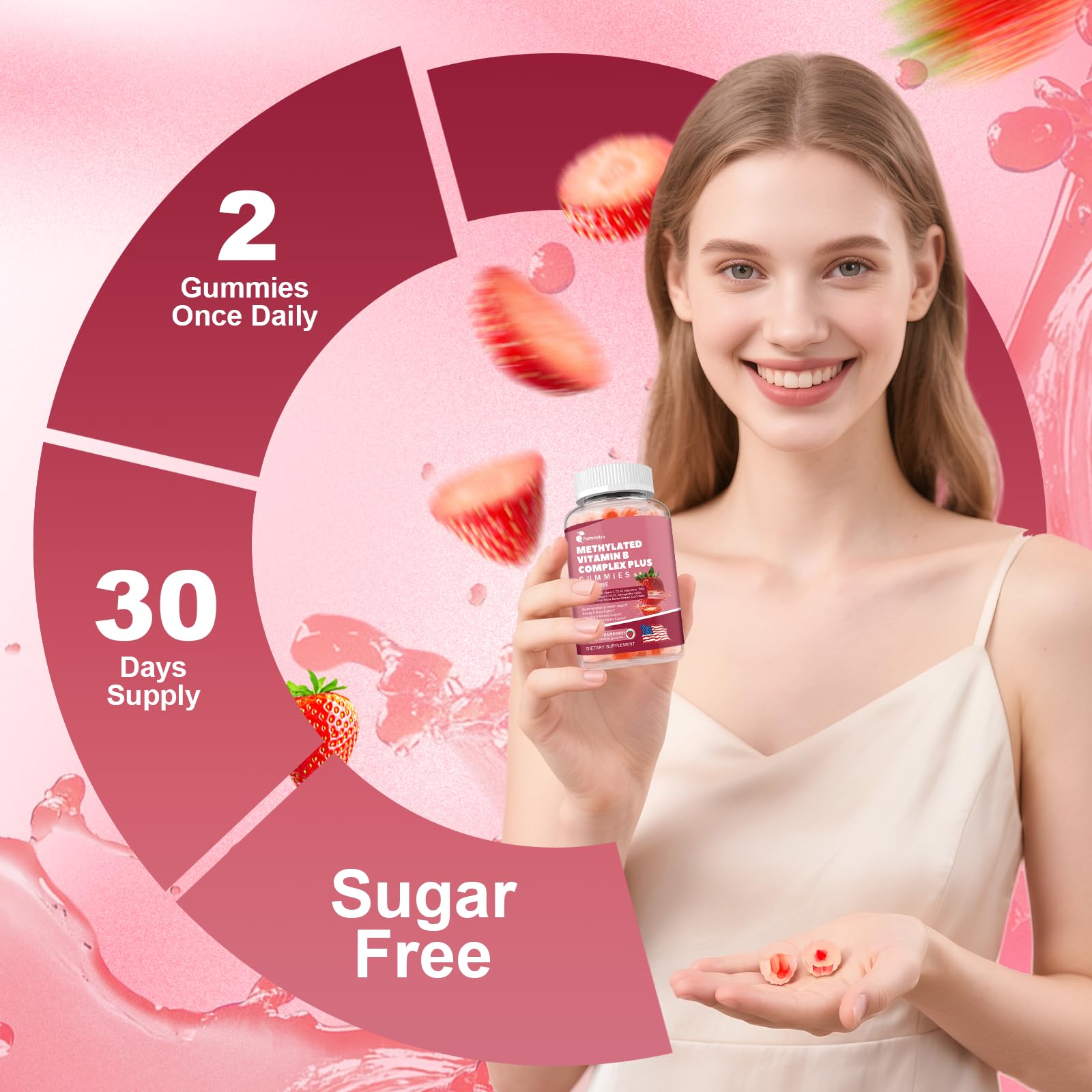 Ultra Methylated Vitamin B Complex Sugar Free Gummies - All B Vitamins + Vitamin C D3 K2 Ashwagandha Magnesium Omega 3 CoQ10 for Women Men - Methyl Vitamin B12