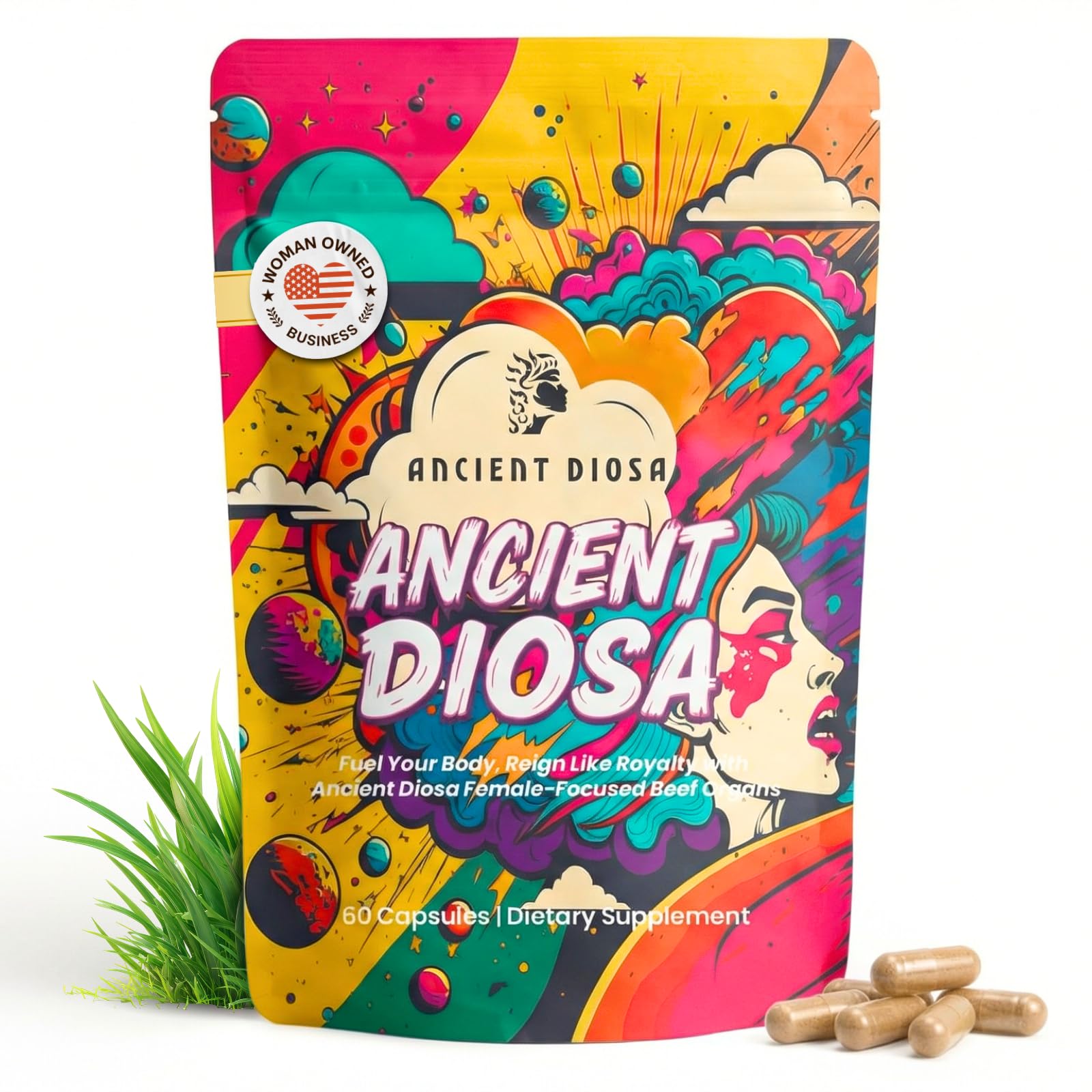 ANCIENT DIOSA Grass Fed Beef Liver Capsules - Female-Focused Organ Supplement with Liver, Heart, Ovary & Uterus - Supports Hormone Balance & Vitality, Whole Body Wellness - 60 Capsules ANCIENT DIOSA Au supplements