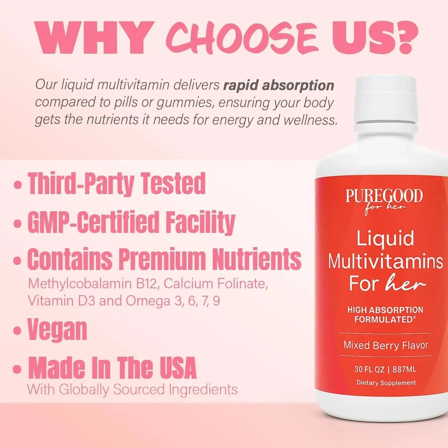 PureGood Women’s Liquid Multivitamin | 70+ Nutrients, Superfoods & Omegas | High Absorption Daily Supplement | PureGood Au supplements