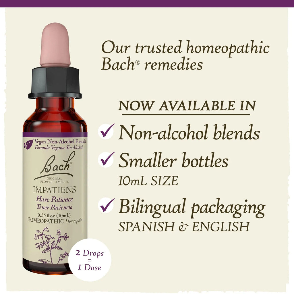Bach Original Flower Remedies, Impatiens for Patience (Non-Alcohol Formula), Natural Homeopathic Bach Au supplements