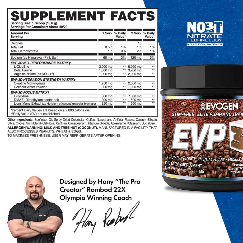 Evogen EVP 3D Iced Moche Coffee | Xtreme Stimulant Free Pre-Workout Powder Arginine Evogen Au supplements