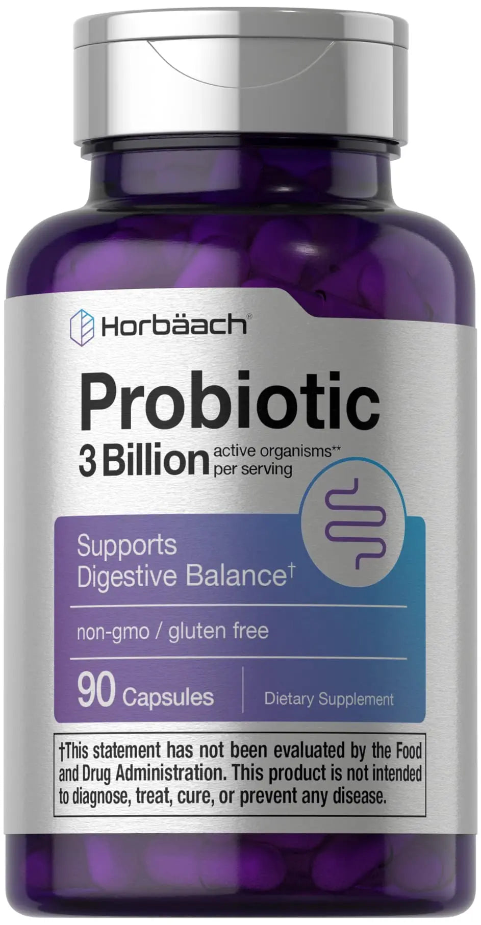 Probiotic for Women & Men's Digestive Health | 3 Billion CFU | 90 Capsules | Non-GMO Horbäach Au supplements