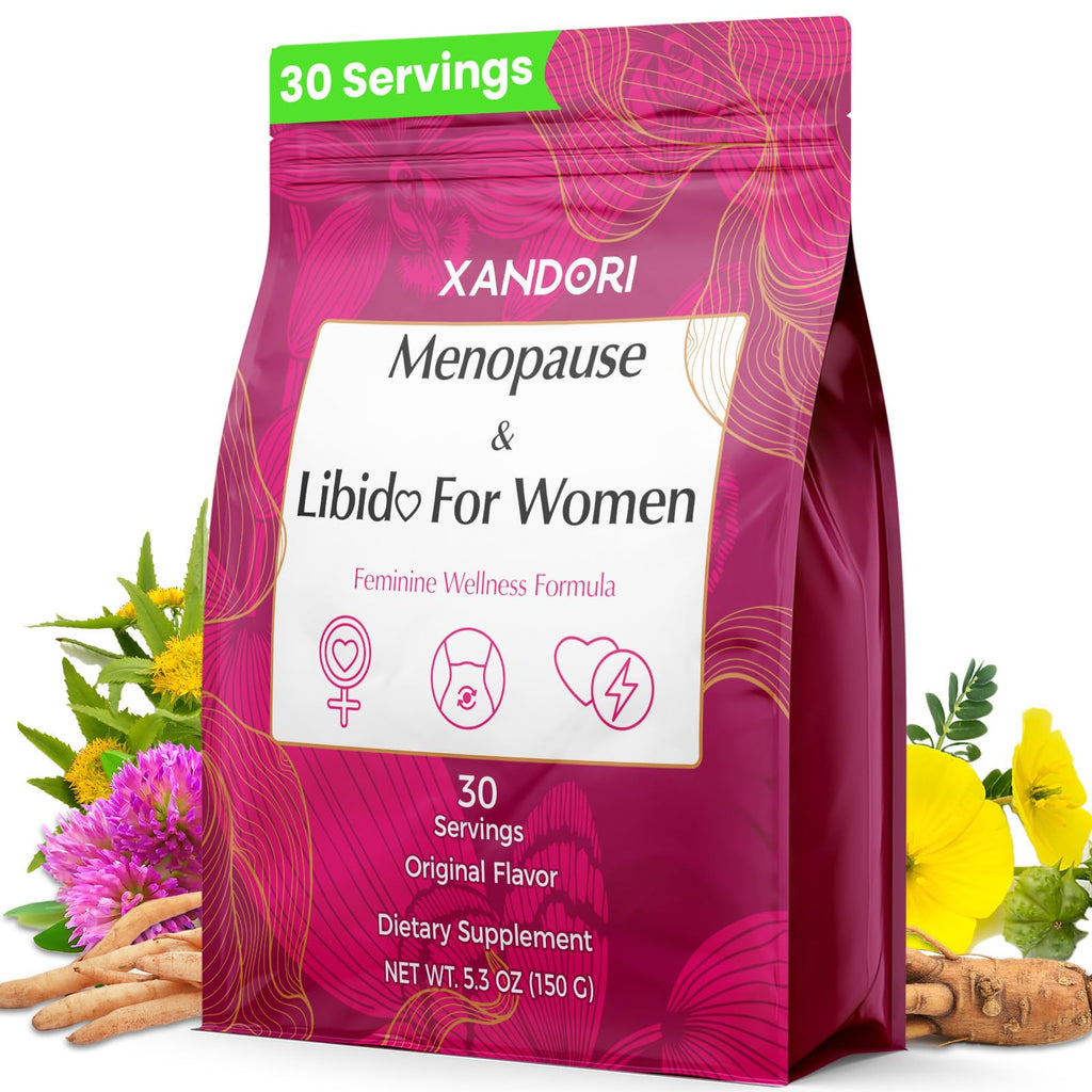 Menopause Supplements for Women, 10-in-1 Hormone Balance for Women, with Red Clover, Korean Ginseng, Shatavari - Menopause & Libisoothe Powder for Desire, Hot Flashes, Night Sweats & Mood - 5.3 Oz Xandori Au supplements