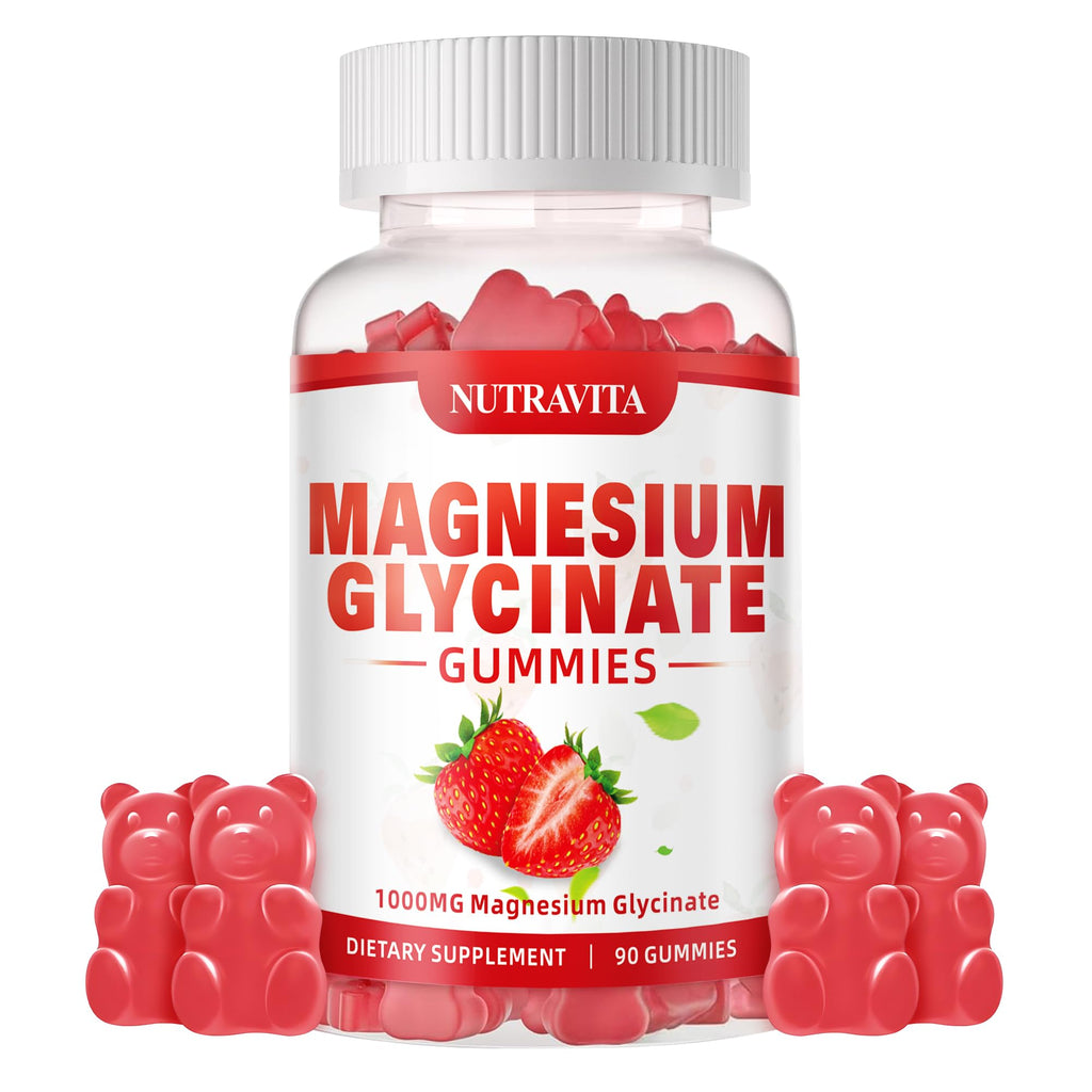 Magnesium Glycinate Gummies 1000mg with Magnesium L-Threonate,Chelated Magnesium Potassium Complex Supplement with VitD, B6, CoQ10, Calcium,Supports for Memory