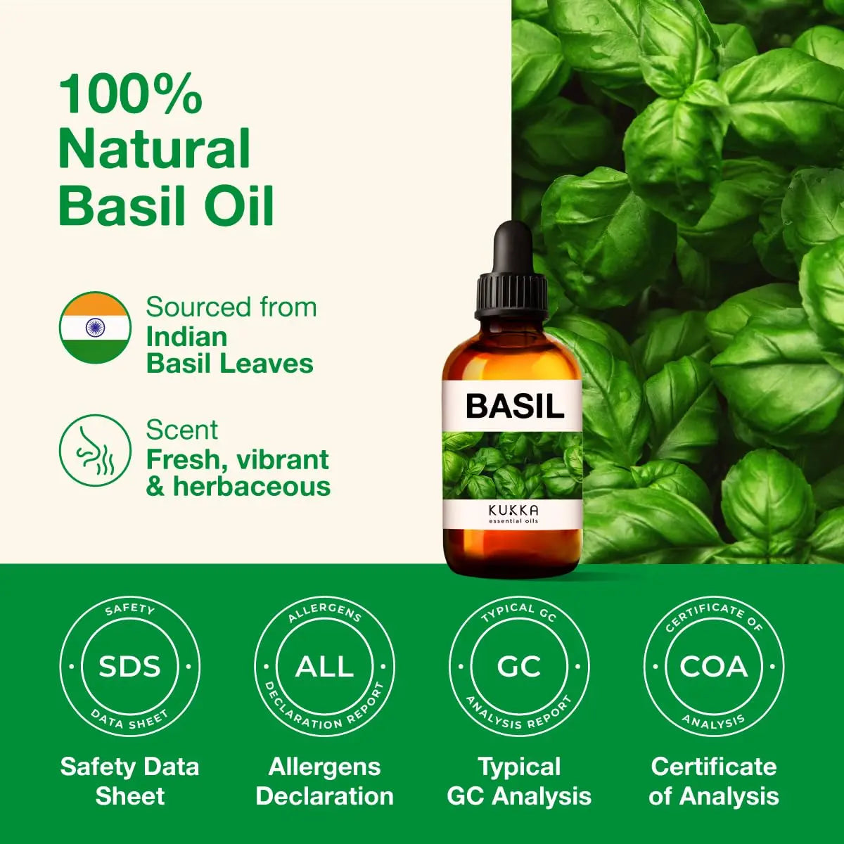 Kukka Basil Essential Oil for Diffusers - Basil Essential Oil for Skin - Basil Oil for Aromatherapy, Skin, Fragrance KUKKA essential oils Au supplements