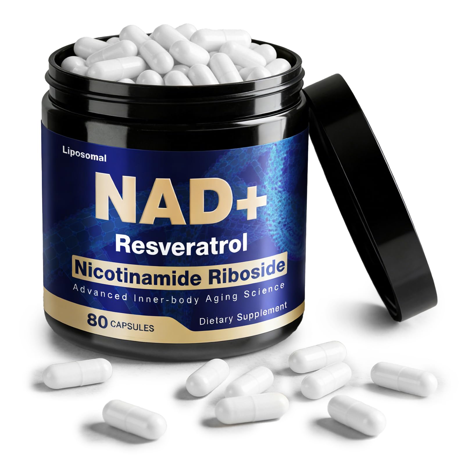 NLMUBR LUCKSIT NAD Supplement - NAD Nicotinamide Riboside Resveratrol 900mg, Liposomal NAD Supplements for Women and Men, Supports Cellular Energy, Anti-Aging, Brain & Muscle NLMUBR LUCKSIT Au supplements