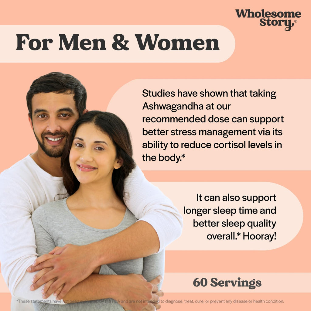 Vegan KSM 66 Ashwagandha Capsules| High Potency 5% Withanolides | Ashwagandha Root Extract Supplements | Ashwagandha 300mg | Stress Management & Well Being Support | 60 Ashwaganda Pills Wholesome Story Au supplements