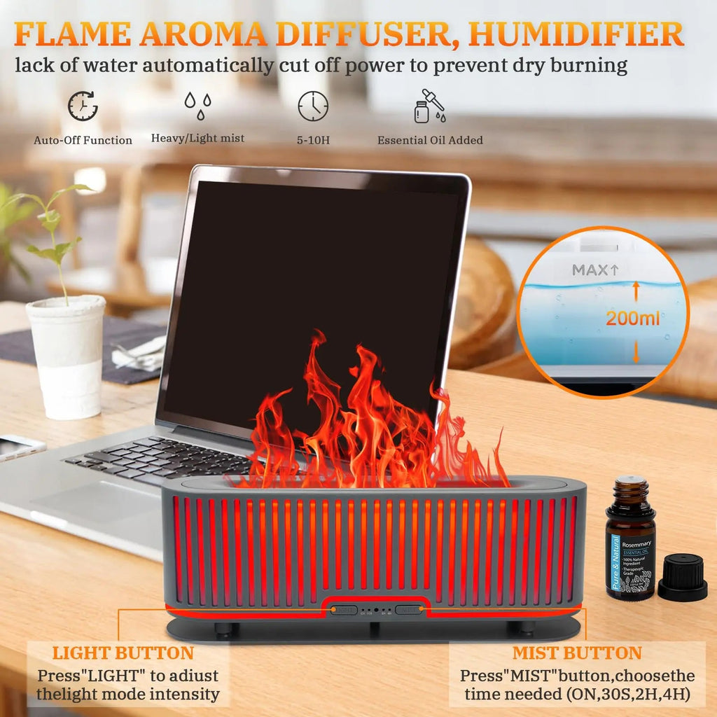Comfynest Colorful Flame Fire Fireplace Diffuser with 6 Essential Oils Set, Ultrasonic 200ml Essential Oil Comfynest Au supplements