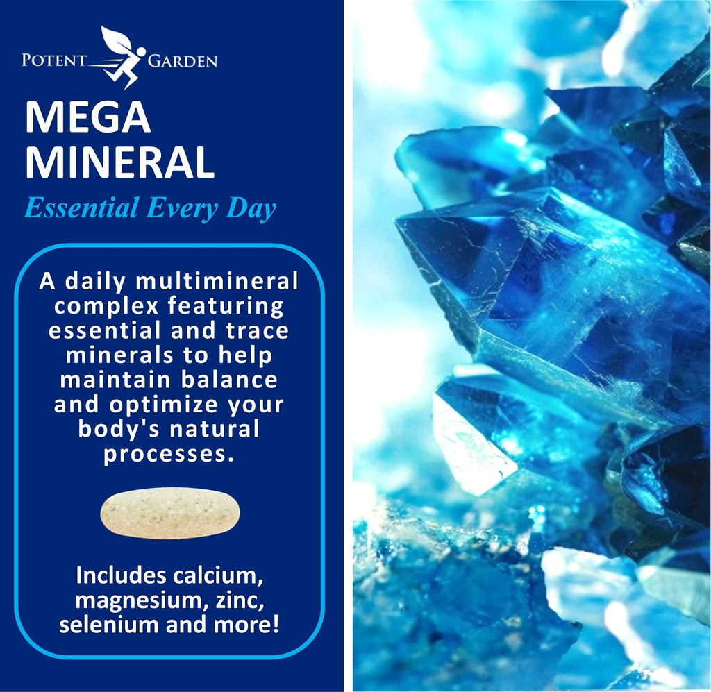 Potent Garden Mega Mineral Supplement Complete Mineral Complex with Calcium Magnesium Zinc Potassium Boron Selenium Chromium & 72 Trace