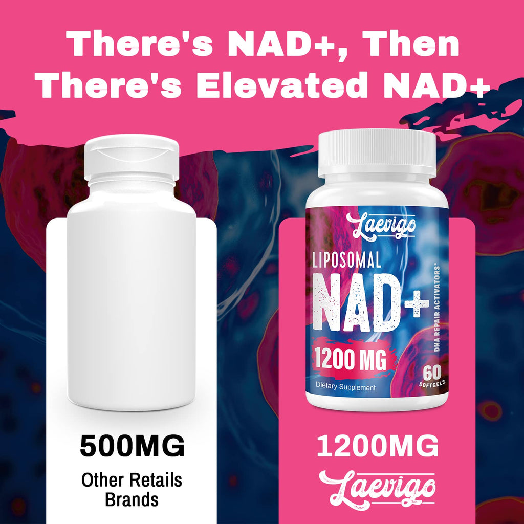 Laevigo Liposomal NAD+ Supplement 1200mg High Absorption, Cellular Energy & Mitochondrial Support, NAD Plus for Longevity & Vitality, Anti-Aging Formula, 60 Softgels Laevigo Au supplements