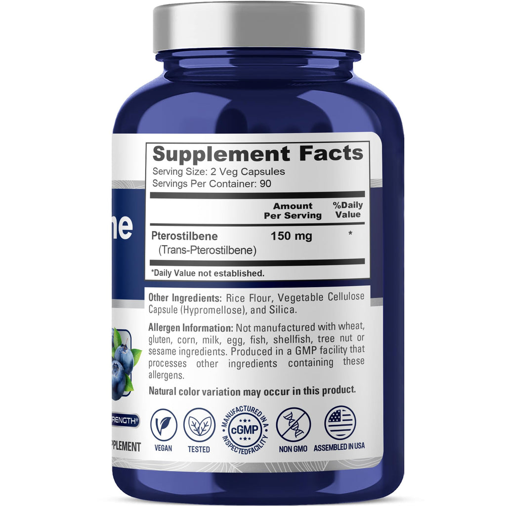 NusaPure Pterostilbene 150mg 180 Veggie Caps (Non-GMO, Vegan) NusaPure Au supplements