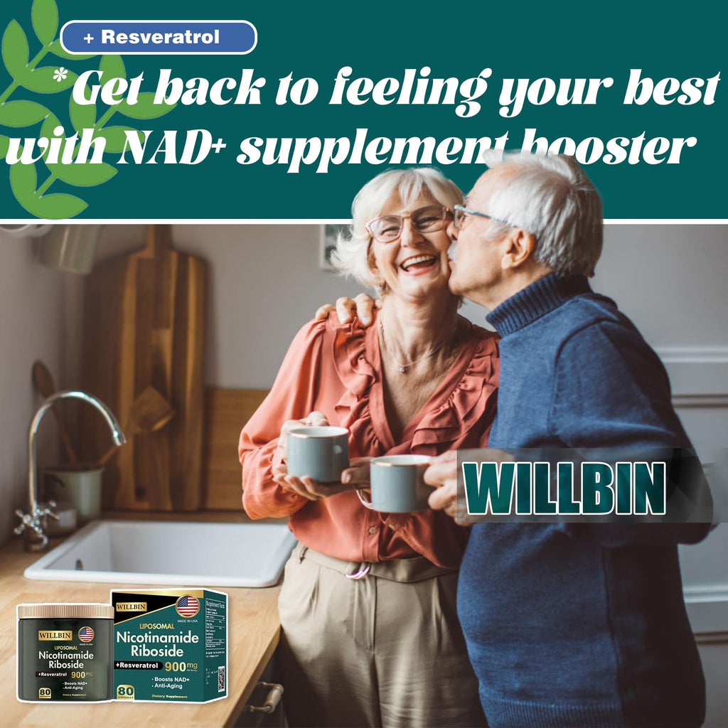 Willbin Liposomal NAD+ Supplement, Nicotinamide Riboside with Resveratrol, NAD Nicotinamide Riboside Boost Energy Focus Anti-Aging for Women & Men - 80 Vegan Capsules Willbin Au supplements