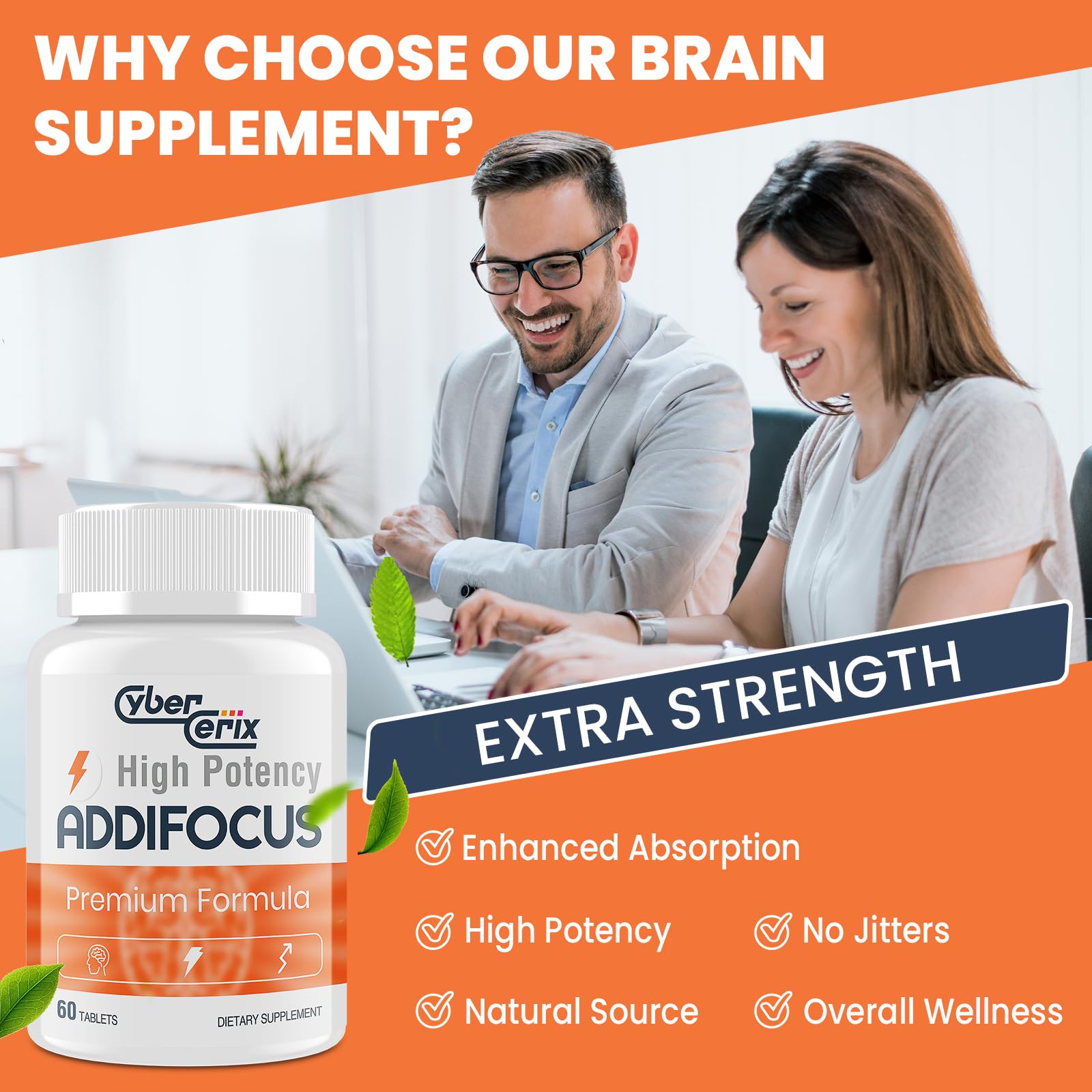 17-in-1  Supplement for Memory and Focus - Supplement for Concentration, Clarity, Energy & Focus - Natural Caffeine Blend with Vitamins, Amino Acids & Herbal Extracts - 60 Tablets