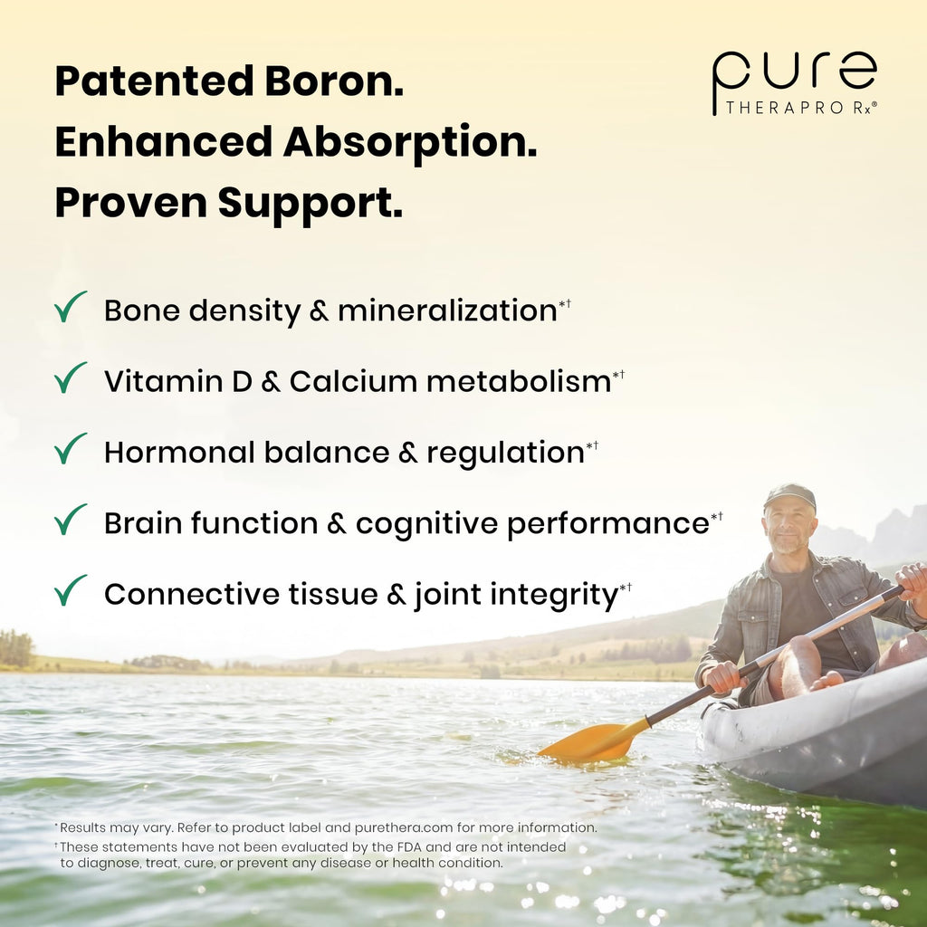 Pure TheraPro Rx Bio Boron 10mg, 3 Months Supply - Bororganic Glycine Boron for Men & Women - Premium Formula for Bone Health, Joint Flexibility