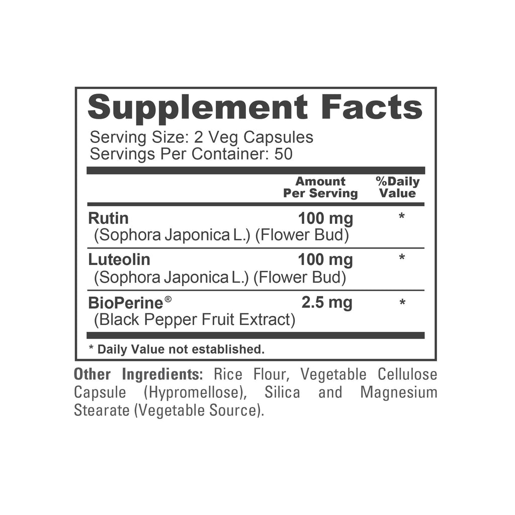 NusaPure Luteolin Complex with Rutin 200 mg | 100 Capsules | Vegetarian, Non-GMO & Vegan Flavonoid Formula NusaPure Au supplements