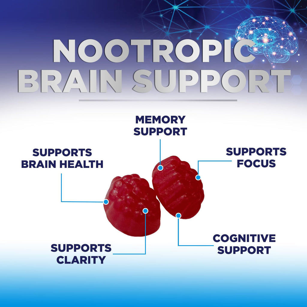 Brain Supplements for Memory & Focus Gummies - Brain Health Clarity with B6 B12 & Phosphatidylserine - Natural Nootropics Cognitive Concentration & Alertness Support Vitamins - 60 Vegan Gummies Nature's Nutrition Au supplements