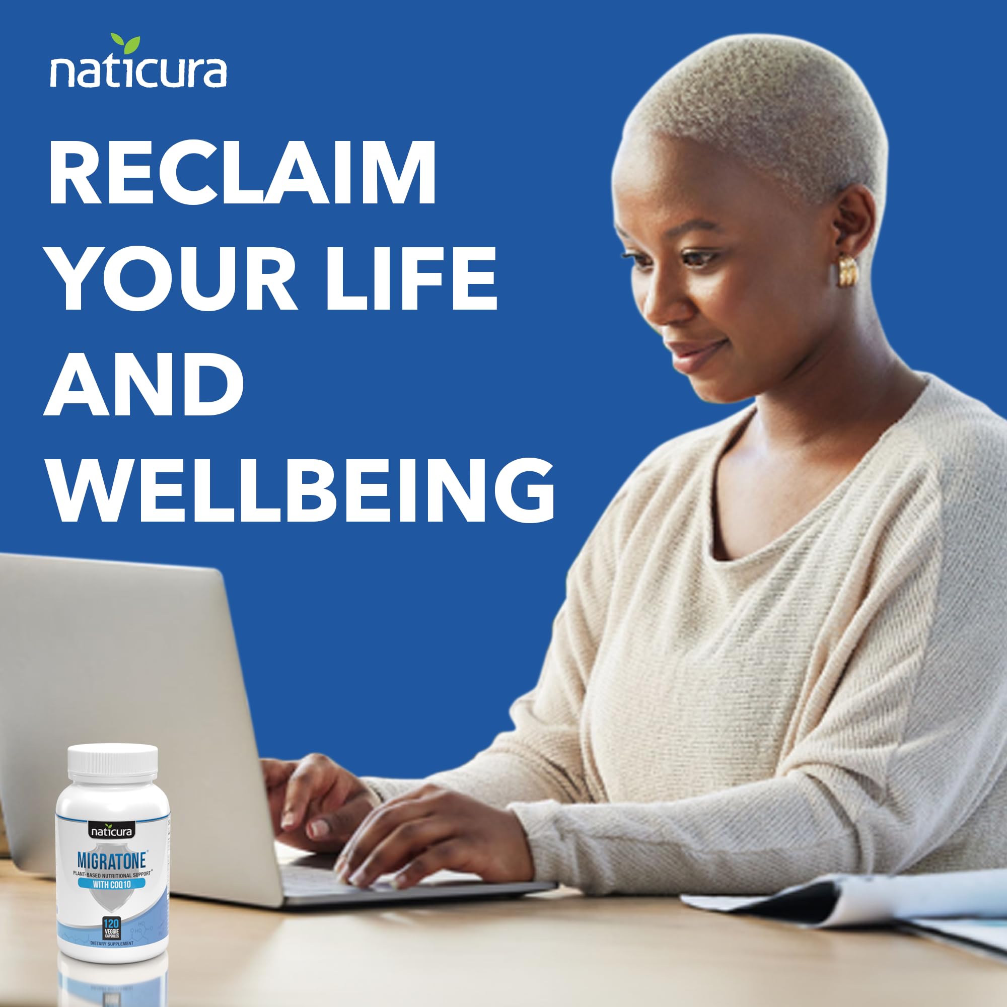 Migratone Migraine Relief Nutritional Support Supplement - with Magnesium, Riboflavin Vitamin B2, B6 & B12, Microactive Coq10, Feverfew, PA-Free Butterbur, and Folate - Clinically Preferred Blend Naticura Au supplements