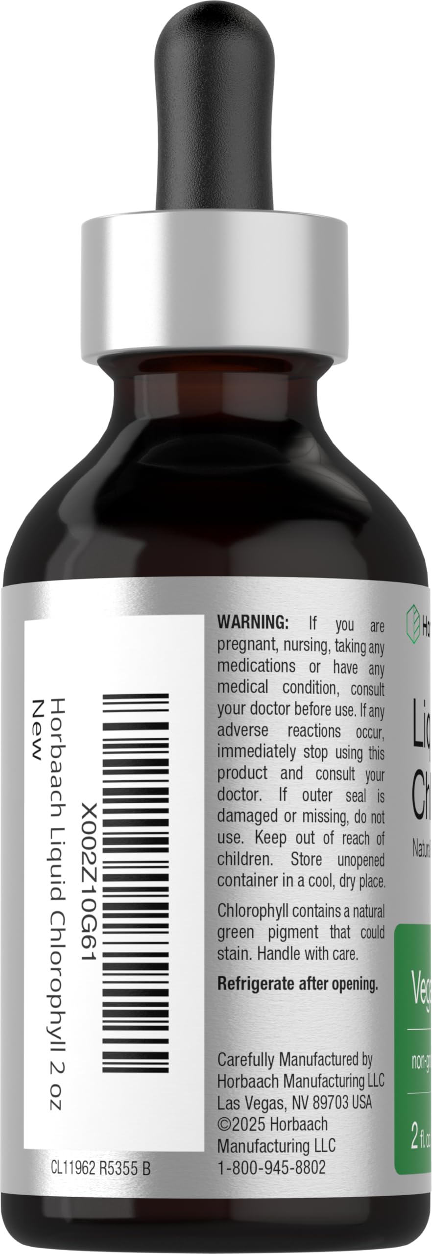 Horbäach Liquid Chlorophyll Drops | 2 oz | Vegan, Non-GMO, and Gluten Free Formula | Natural Peppermint Flavor