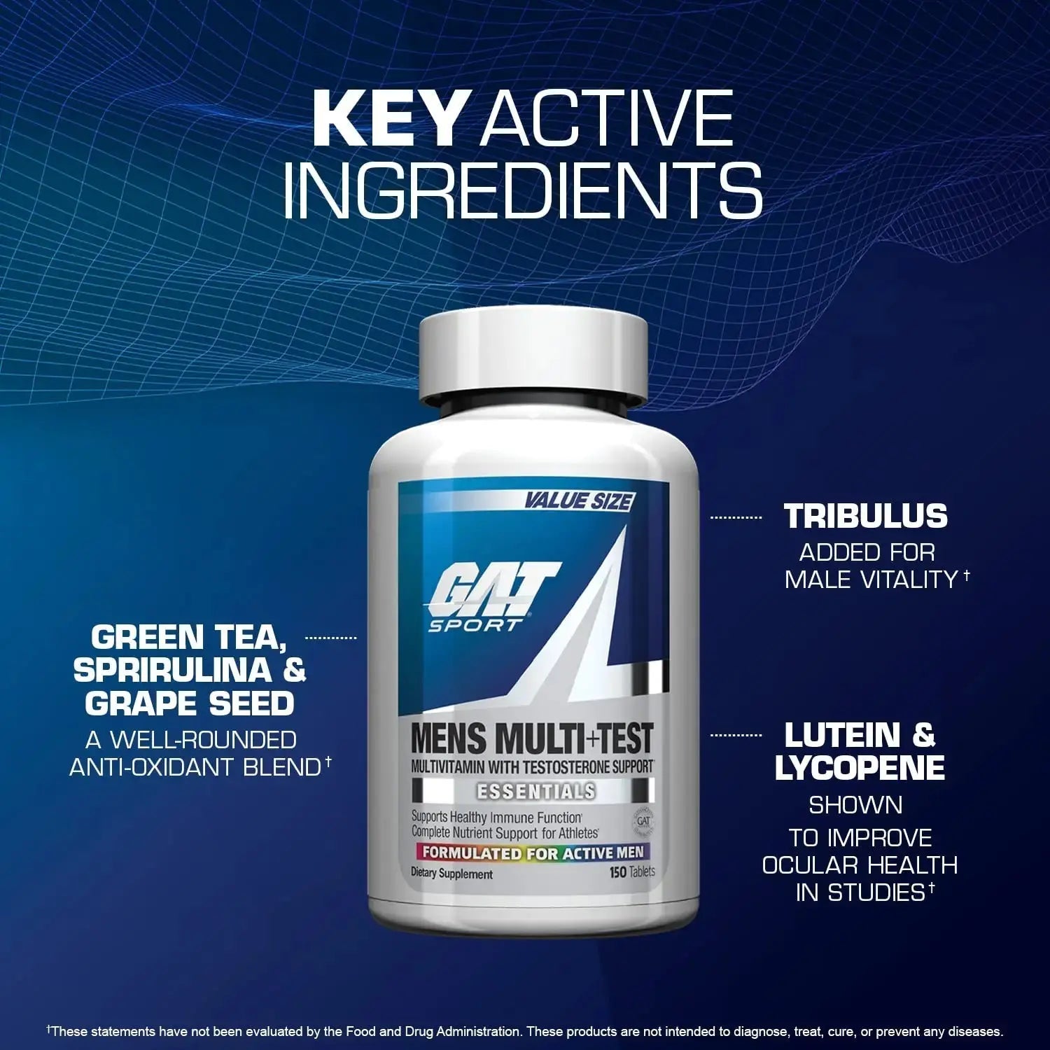 GAT SPORT Men's Multi + Test, Premium Multivitamin Tablets (150 Count) GAT SPORT Au supplements
