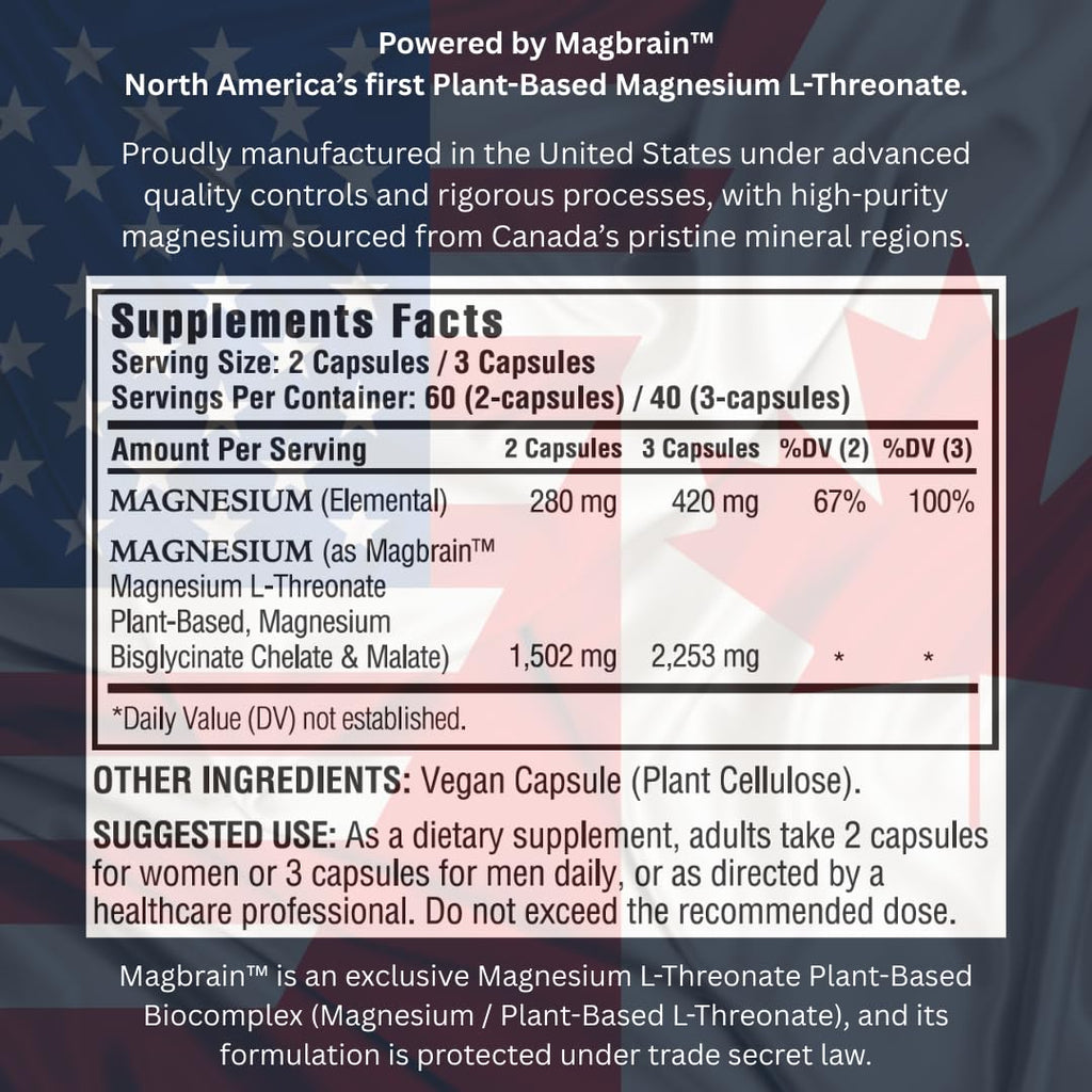 Kappa Nutrition Powered by Magbrain™ Magnesium L-Threonate Plant-Based, 420mg Elemental Magnesium (3 Capsules) from 2,253mg, 120 Vegan Capsules, Brain, Sleep & Muscle Support. KAPPA NUTRITION Au supplements