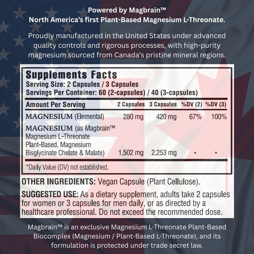 Kappa Nutrition Powered by Magbrain™ Magnesium L-Threonate Plant-Based, 420mg Elemental Magnesium (3 Capsules) from 2,253mg, 120 Vegan Capsules, Brain, Sleep & Muscle Support. KAPPA NUTRITION Au supplements