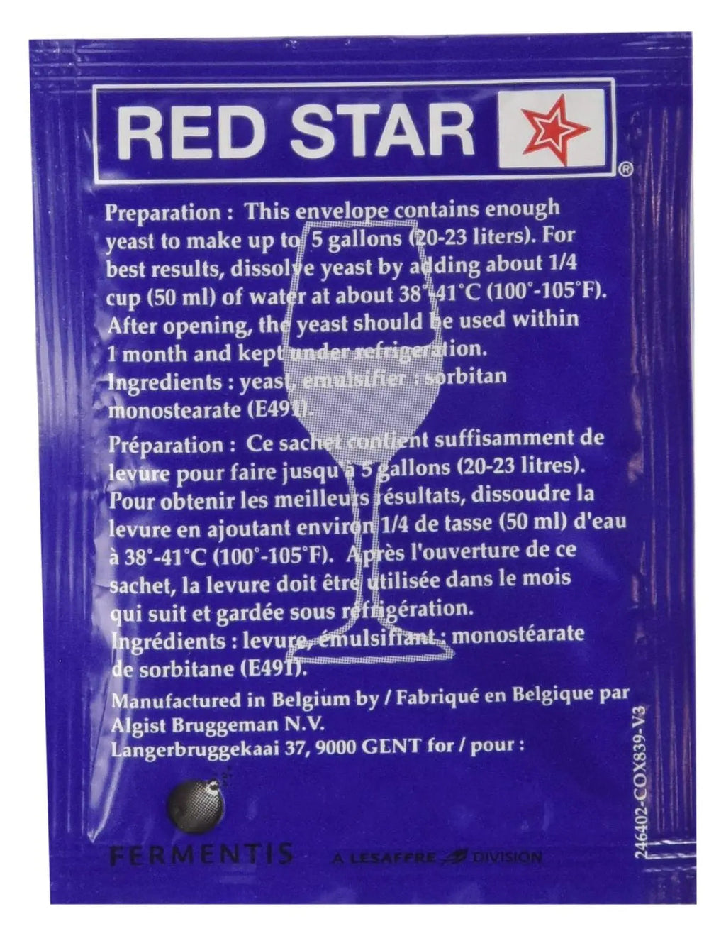 Red Star Premier Cuvee Yeast 10 Packets Red Star Au supplements