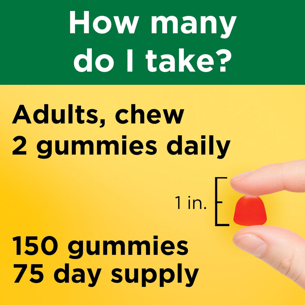 Nature Made Vitamin D3 5000 IU Per Serving Gummies Extra Strength, Bone and Immune Health Support, 150 Vitamin D Gummies for Adults, 75 Day Supply