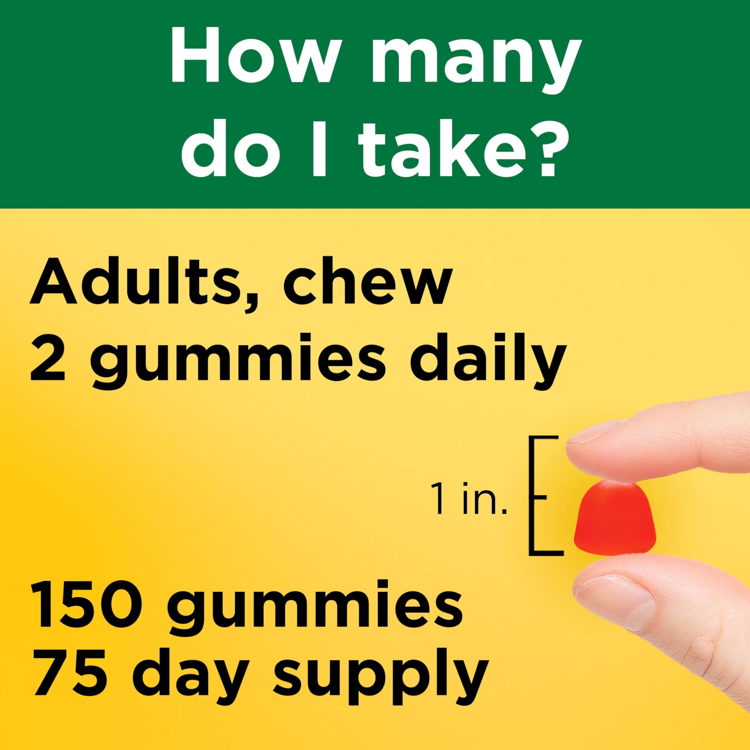 Nature Made Vitamin D3 5000 IU Per Serving Gummies Extra Strength, Bone and Immune Health Support, 150 Vitamin D Gummies for Adults, 75 Day Supply