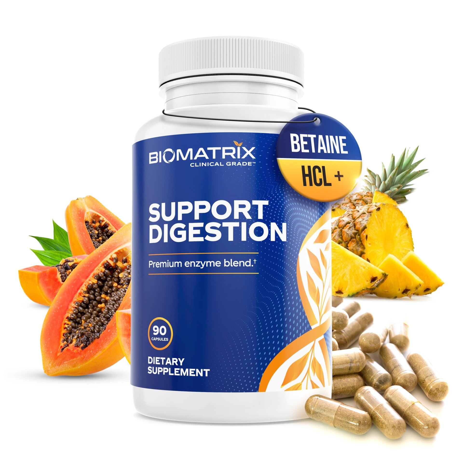 Digestive Enzymes Supplement (90 Capsules) Support Digestion - with Purified Bile, Pancreatin, Plant Enzymes, Ox Bile, Betaine HCL