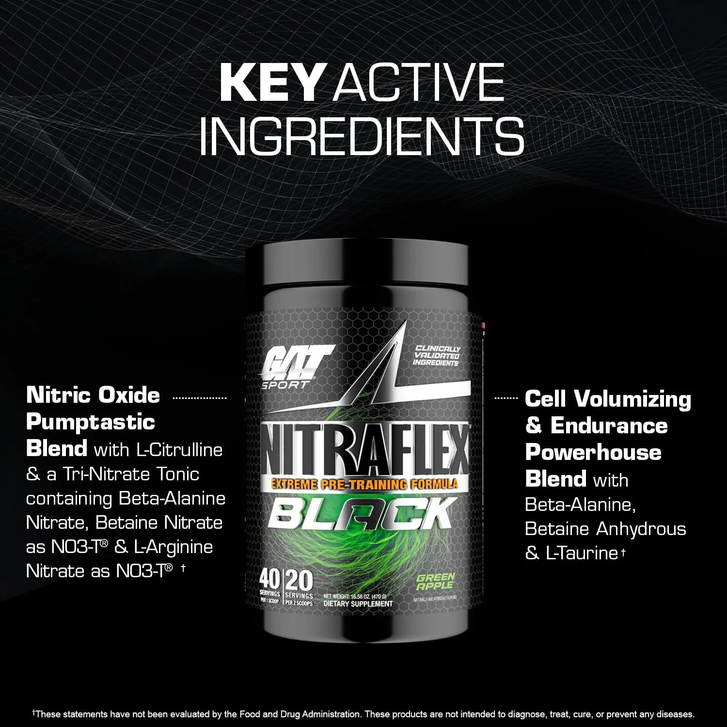 GAT SPORT Nitraflex Black Pre-Workout Powder, Extreme Pre-Training Formula for Men GAT SPORT Au supplements