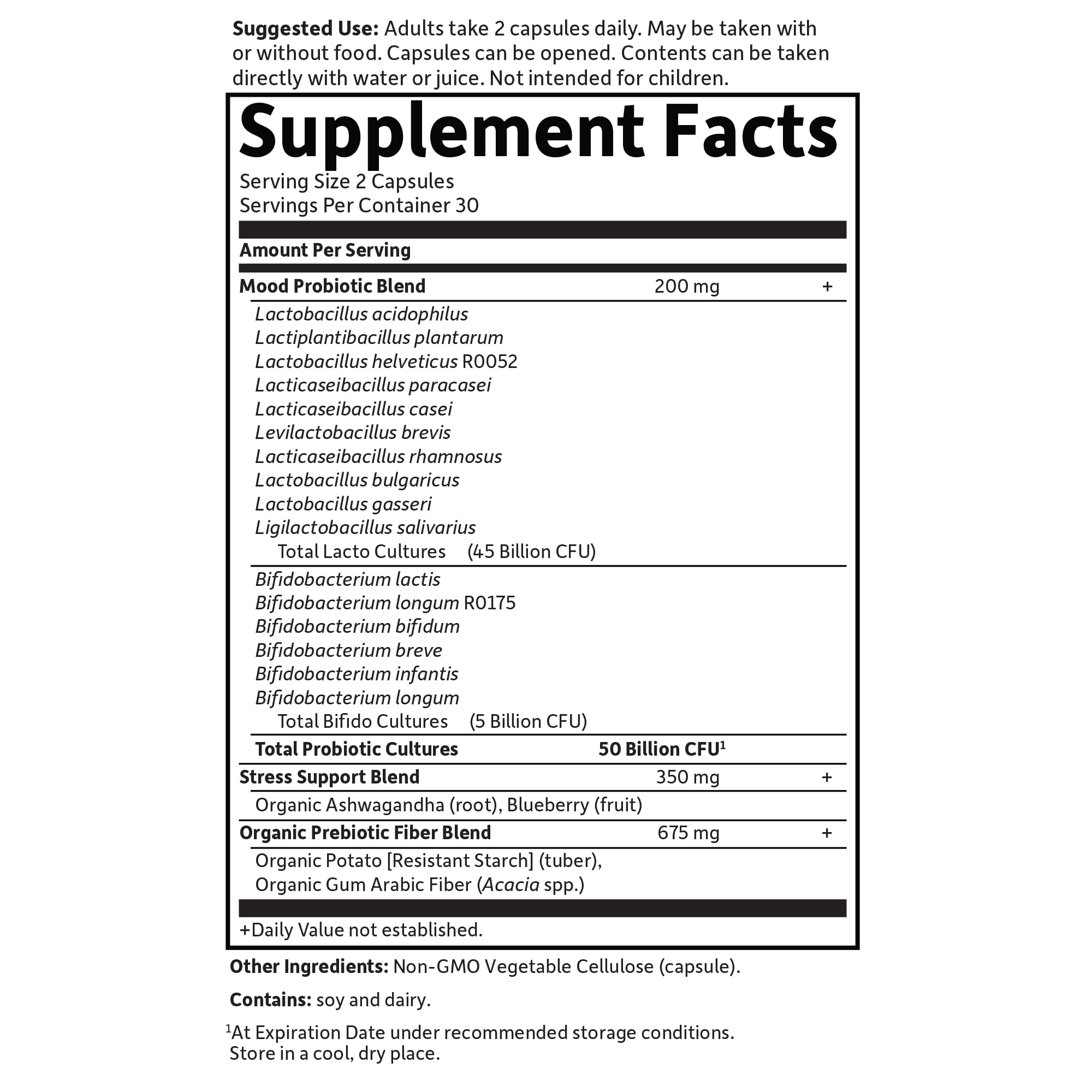Garden of Life Probiotics Mood+ Dr Formulated Acidophilus Probiotic Supplement - Promotes Emotional Well-Being, Relaxation and Digestive Balance - Ashwagandha for Stress Management, 60 Veggie Caps Garden of Life Au supplements