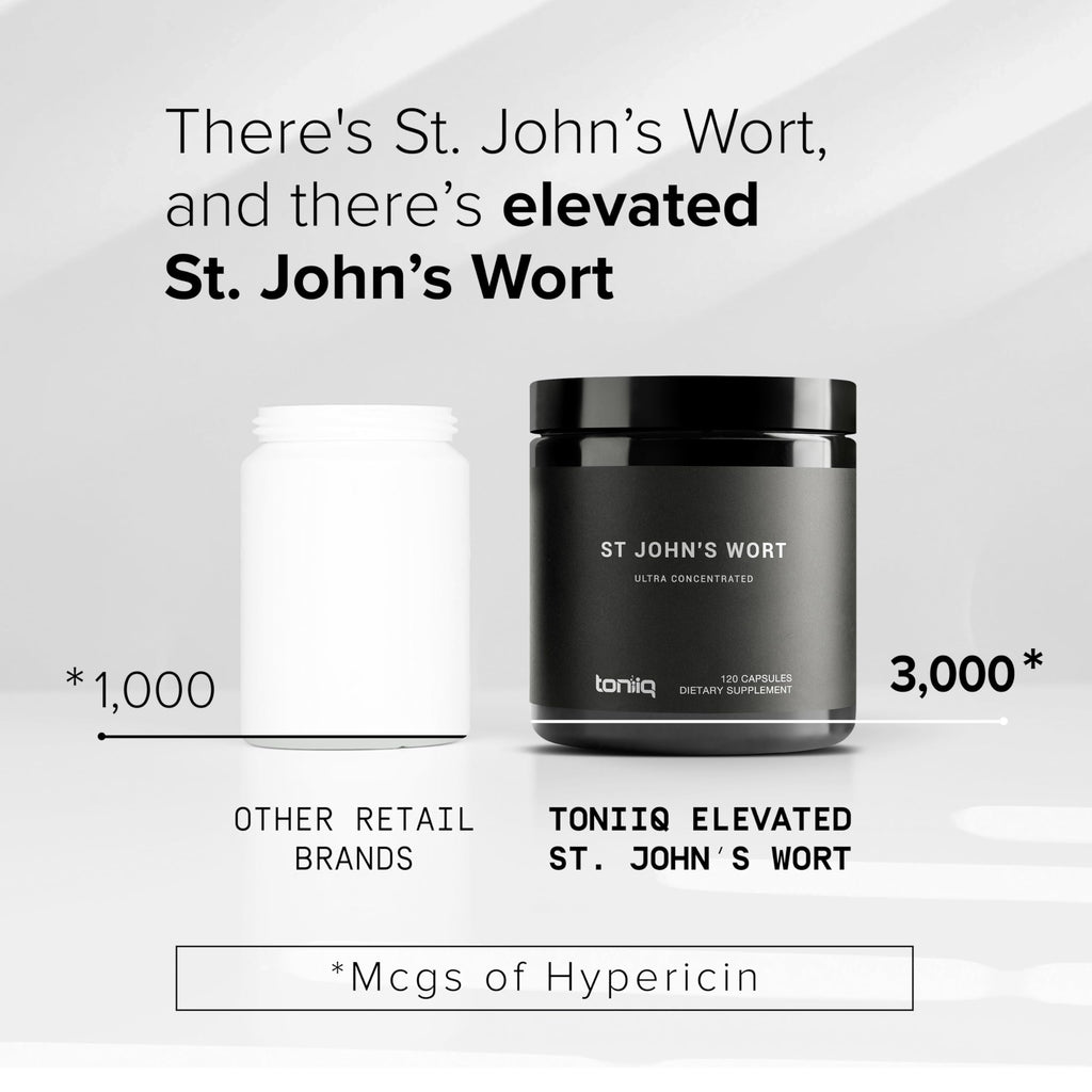 Toniiq 1,000mg Ultra High Strength St. John's Wort Capsules (Non-GMO) - 4X Concentrated Extract - 0.3% Hypericin - Highly Purified and Bioavailable - 120 Capsules Toniiq Au supplements