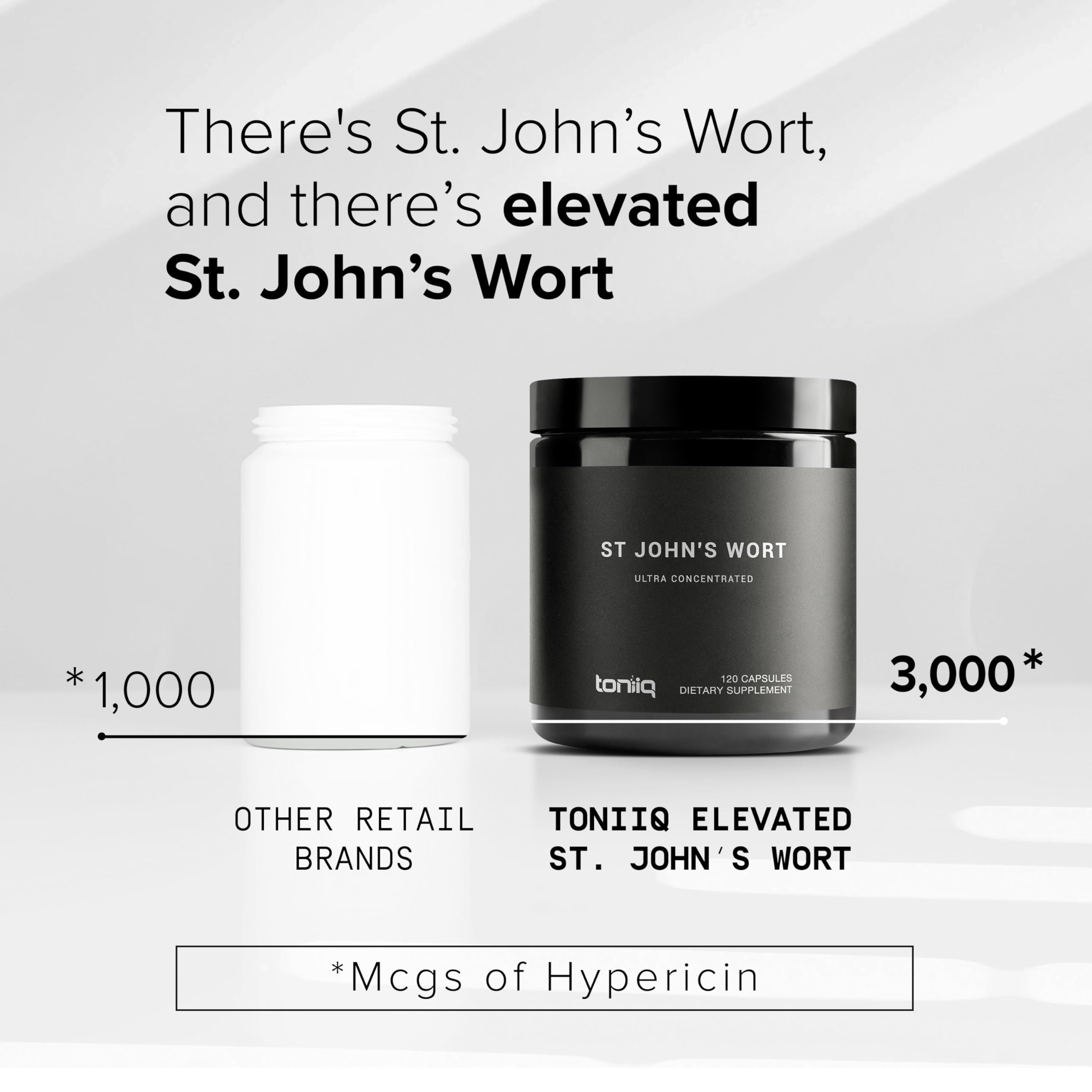 Toniiq 1,000mg Ultra High Strength St. John's Wort Capsules (Non-GMO) - 4X Concentrated Extract - 0.3% Hypericin - Highly Purified and Bioavailable - 120 Capsules Toniiq Au supplements