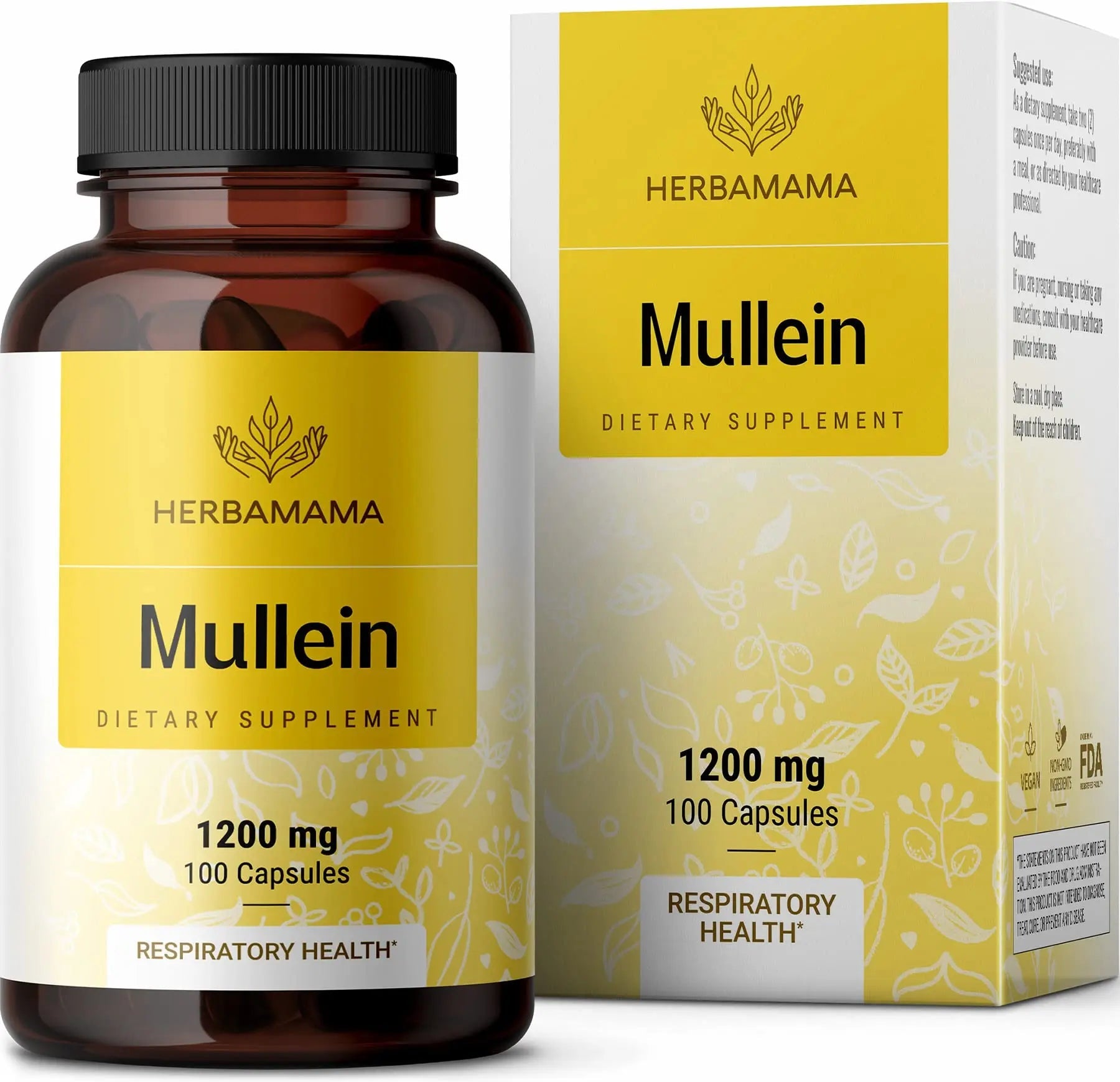 HERBAMAMA Mullein Leaf Capsules Respiratory Health - Organic Mullein Leaf Extract HERBAMAMA Au supplements