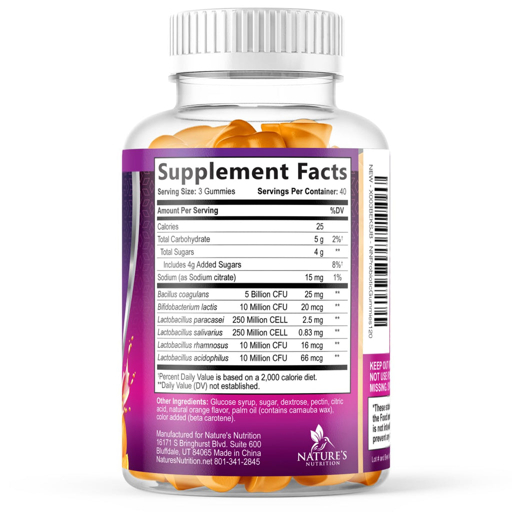 Probiotics for Digestive Health Gummies - 6 Unique Strains for Daily Immune Support & Gut Health, Supports Constipation, Gas & Bloating - Best Probiotic Supplement